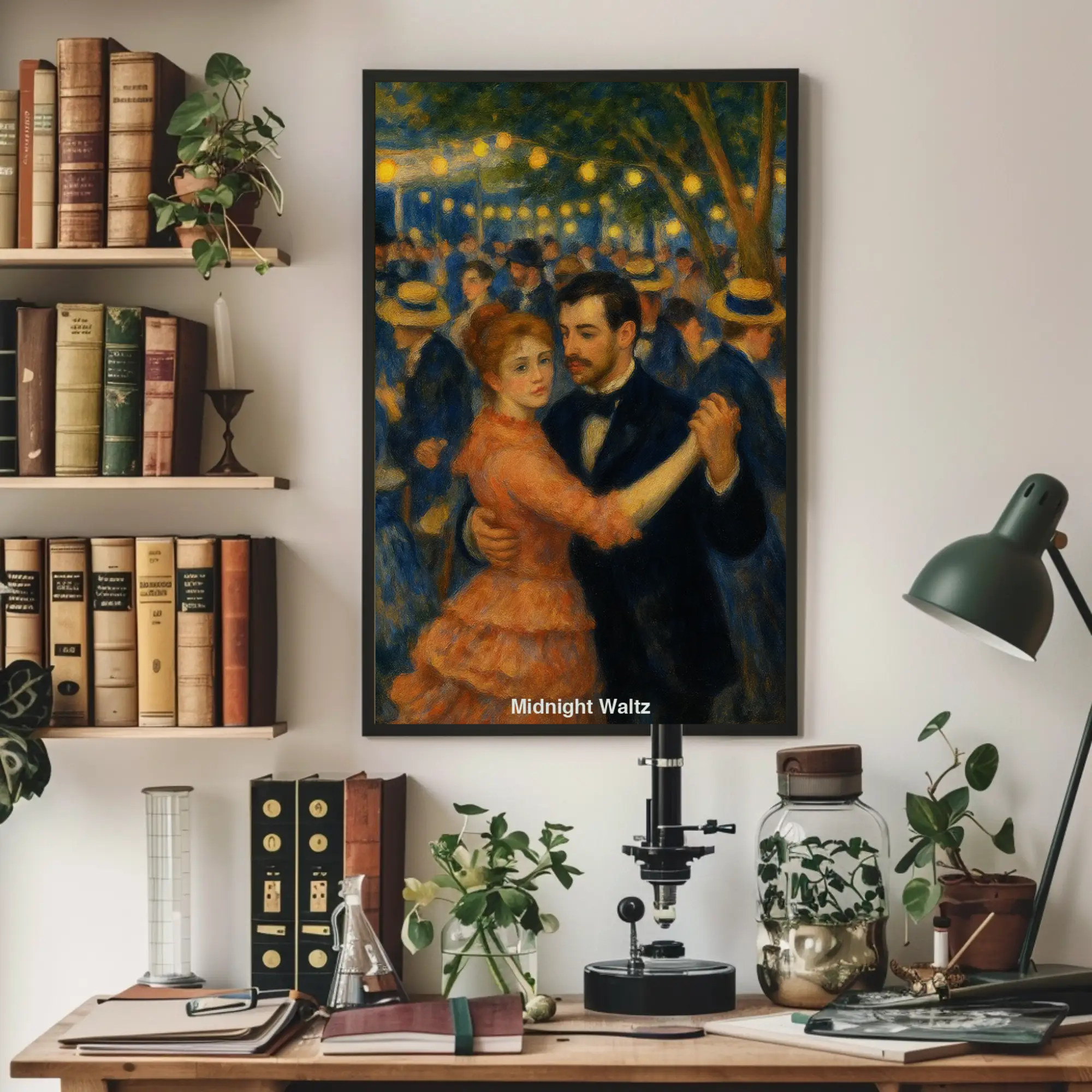 AI generiertes Kunstwerk im Stil von Renoir – tanzendes Paar auf festlichem Ball
