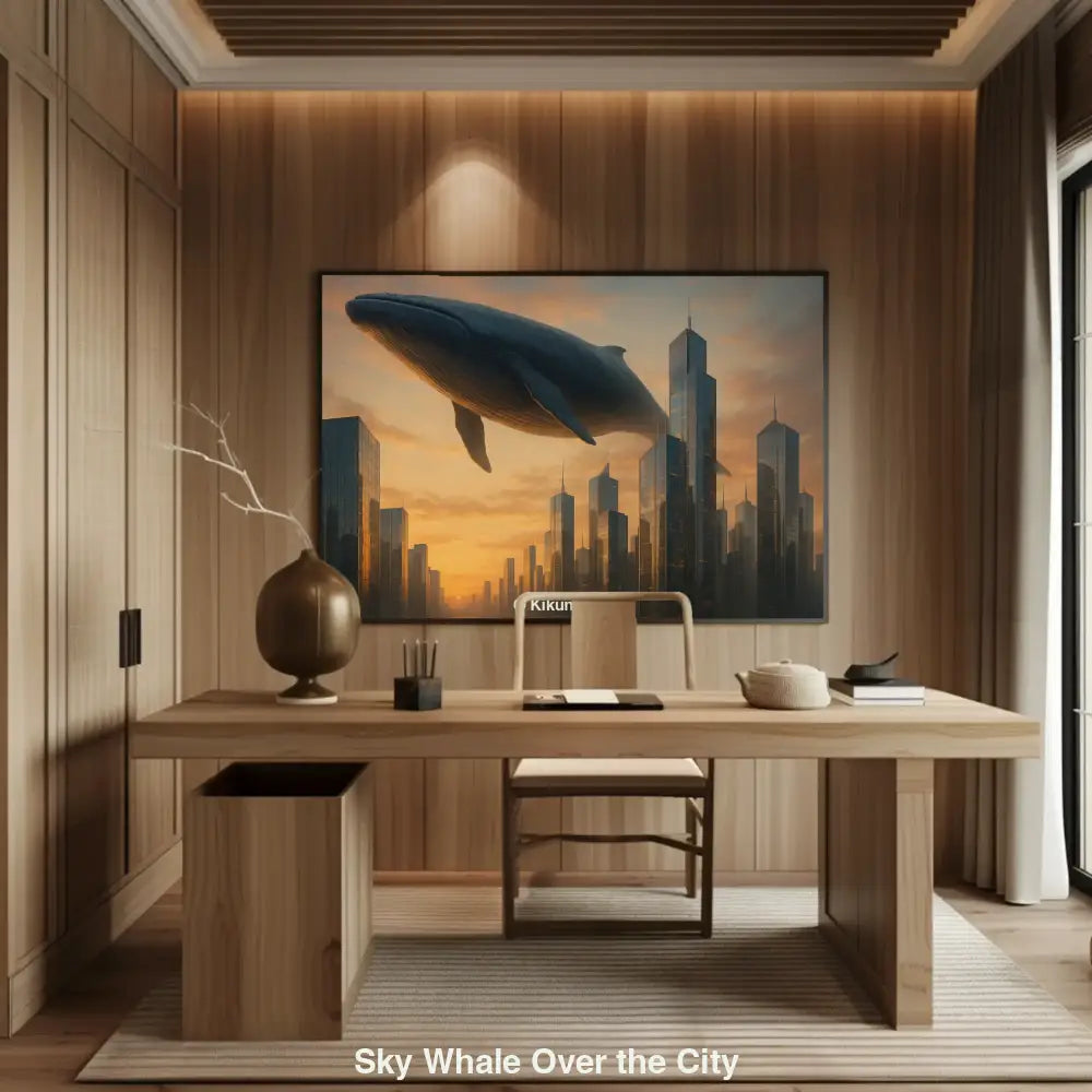 Sky Whale Over the City – AI Art