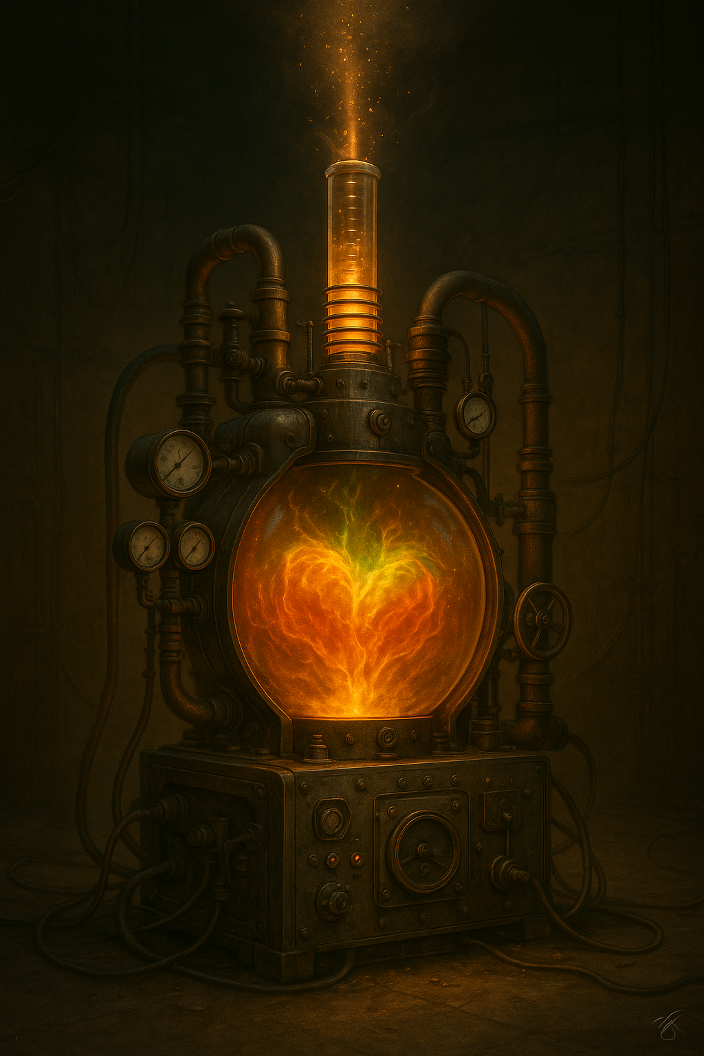 Steampunk-Kunst inspiriert von viktorianischer Ästhetik, mechanischen Apparaten, Zahnrädern und KI-generierter Retro-Fantasie