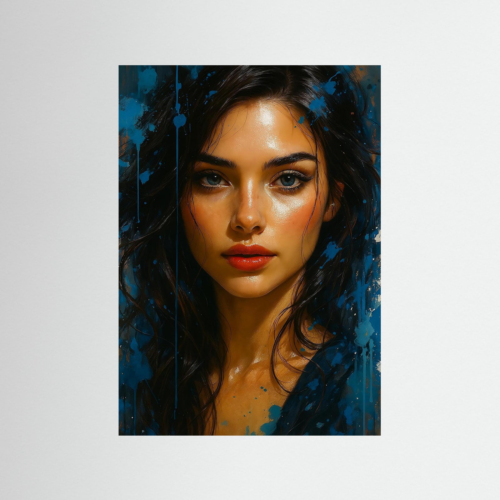 Blue Splash Muse – AI Art (Print)