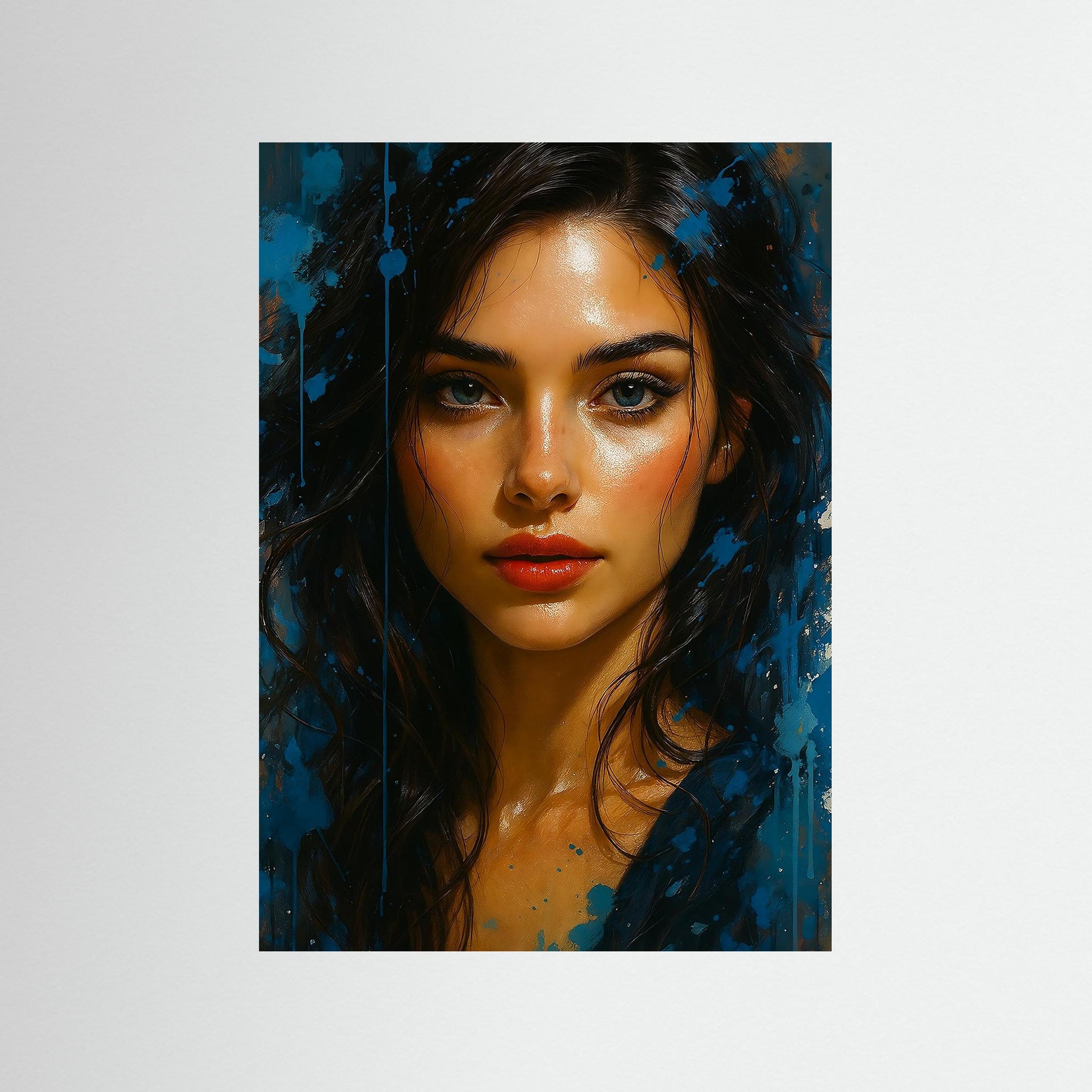 Blue Splash Muse – AI Art (Print)