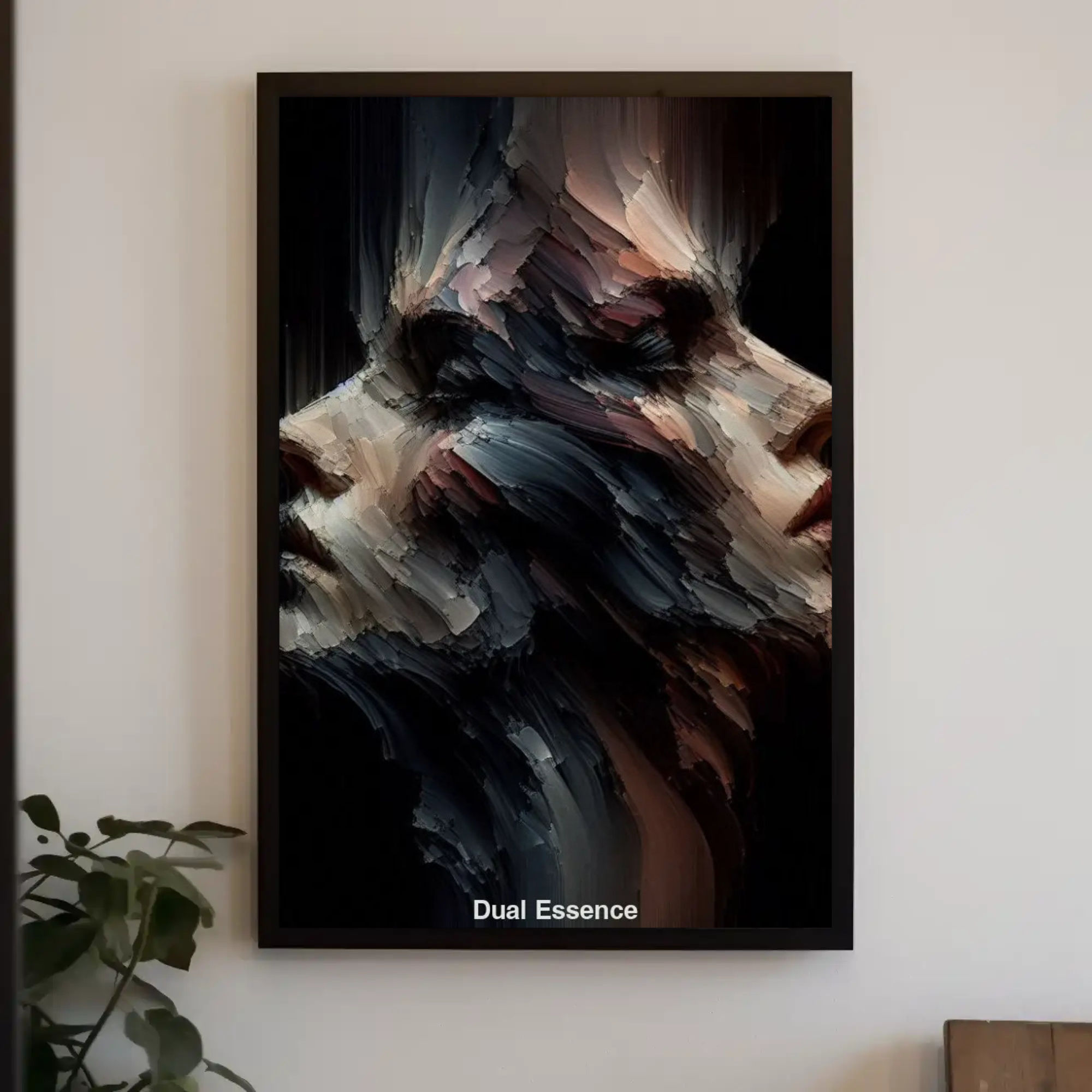 Abstraktes Gesicht als Fine Art Print in minimalistischer Umgebung