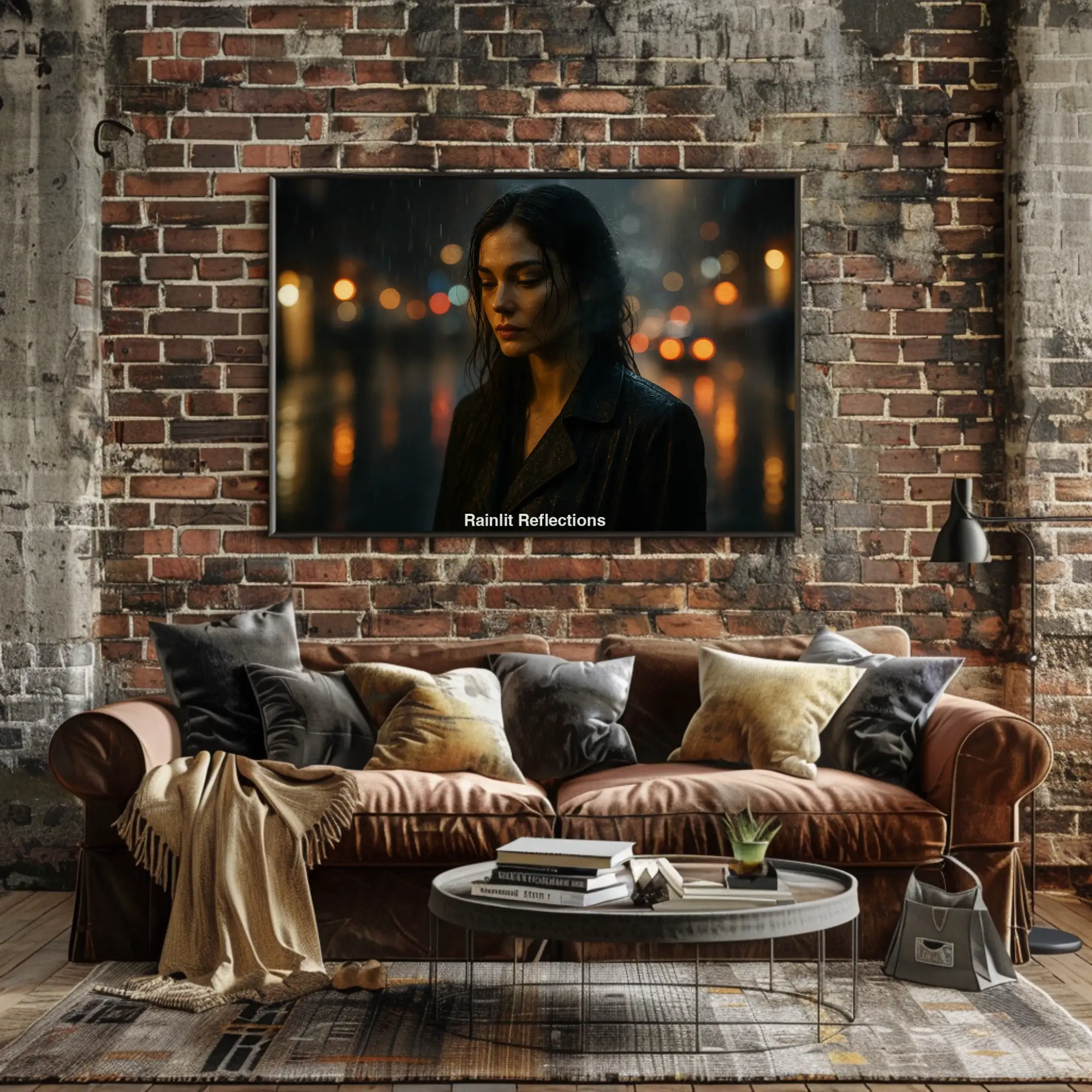 Fine Art Print mit nachdenklichem Porträt und warmen Lichtspiegelungen in stimmungsvoller Umgebung