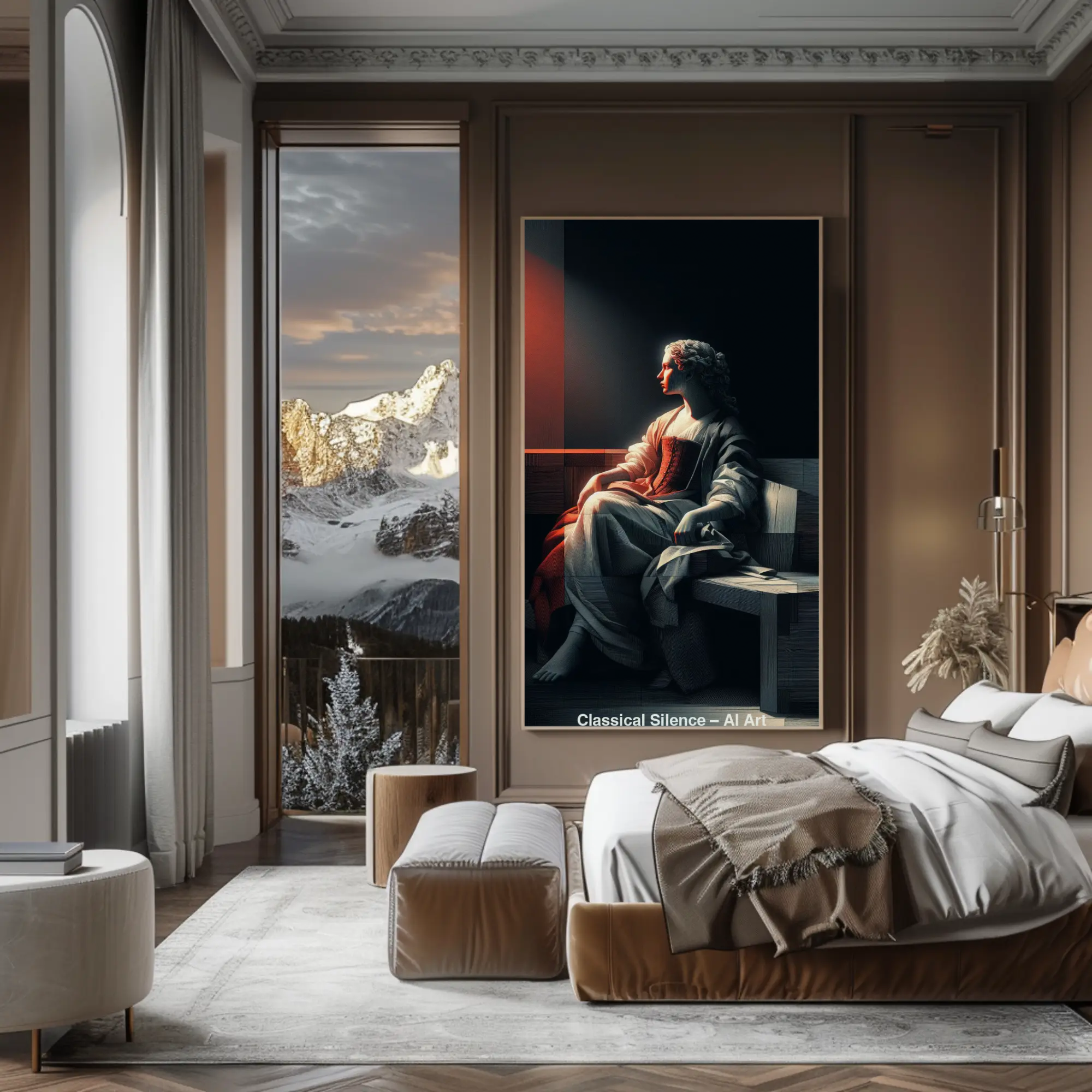 Classical Silence Fine Art Print mit stimmungsvollem Portrait in elegantem Wohnraum