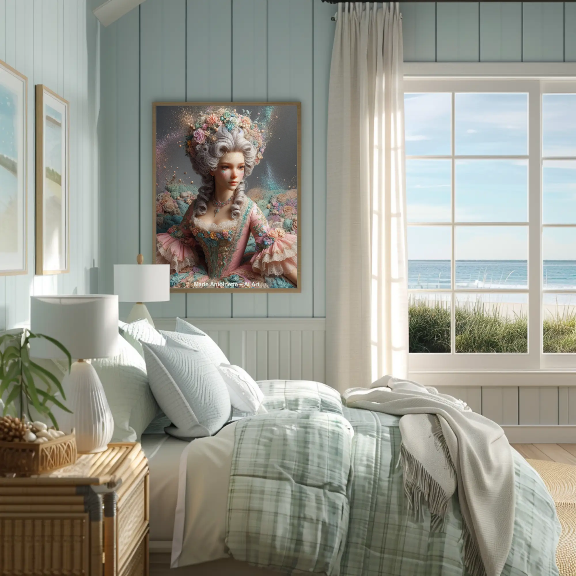 Moderner Fine Art Print mit kunstvoller Marie-Antoinette-Darstellung in elegantem Wohnraum