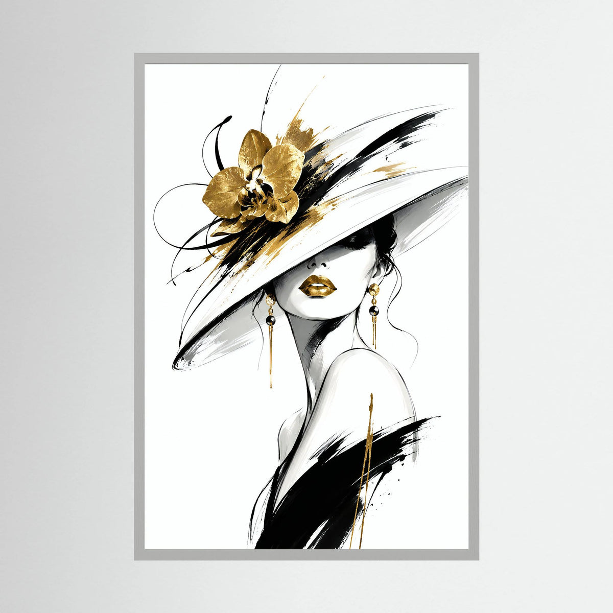 Elegants Frauenportrait mit weißem Rahmen