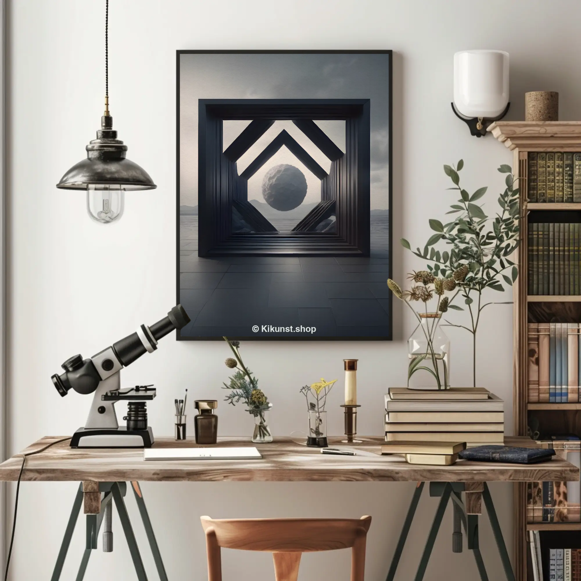 Geometrisches Wandbild mit symmetrischer Form und ruhiger moderner Ausstrahlung
