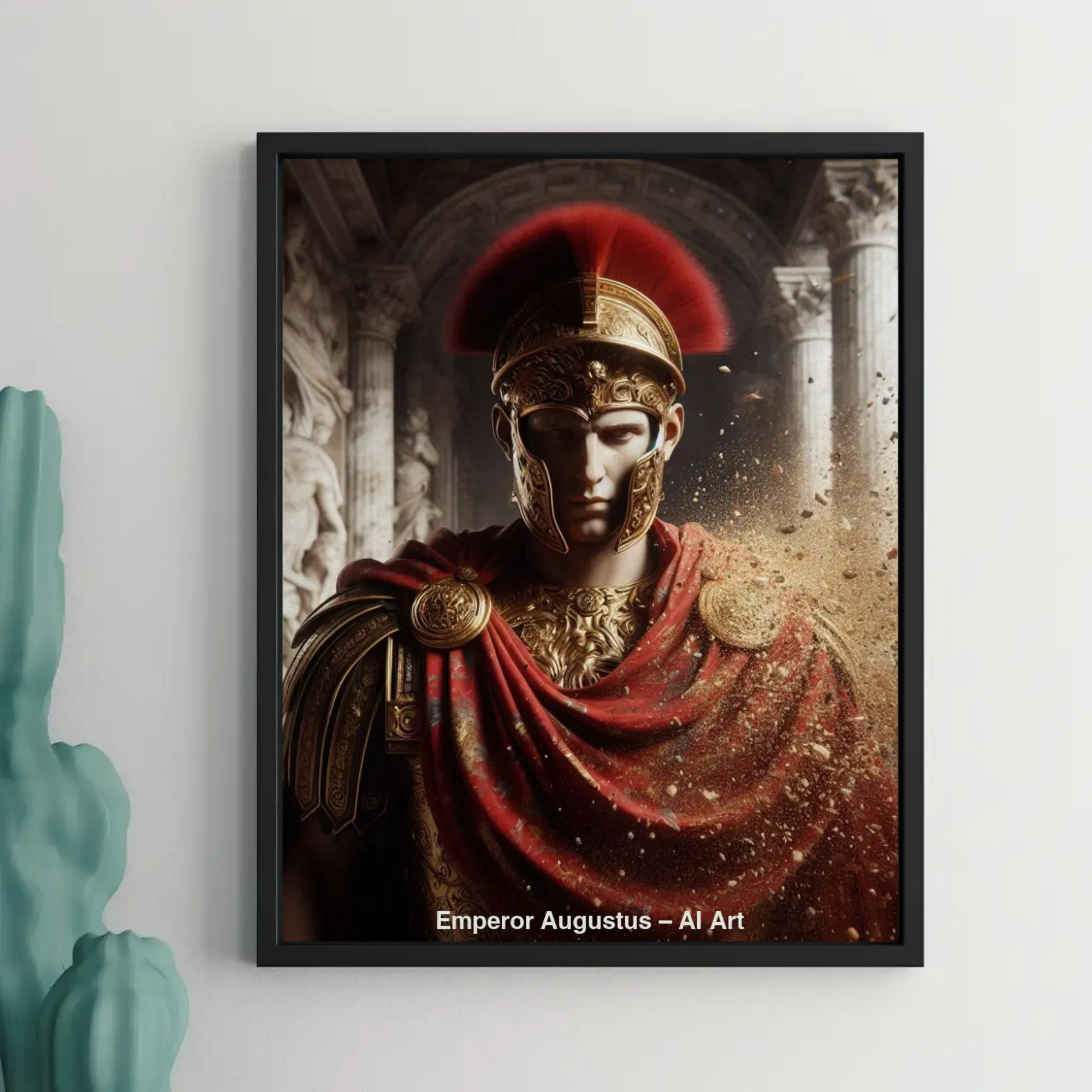 Klassisches Kunstwerk mit römischer Figur in modernem Rahmen
