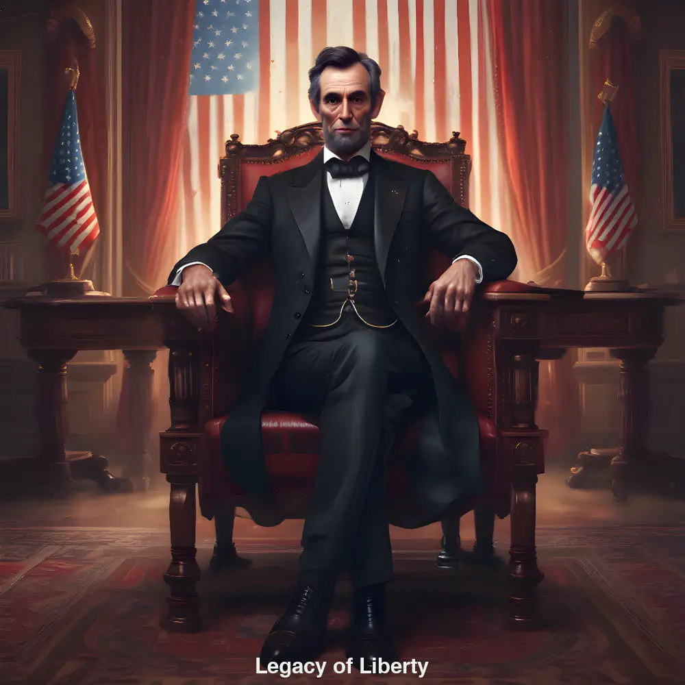 Präsidiales KI-Porträt eines Mannes vor US-Symbolik – Sinnbild für Freiheit, Stärke und demokratische Verantwortung.