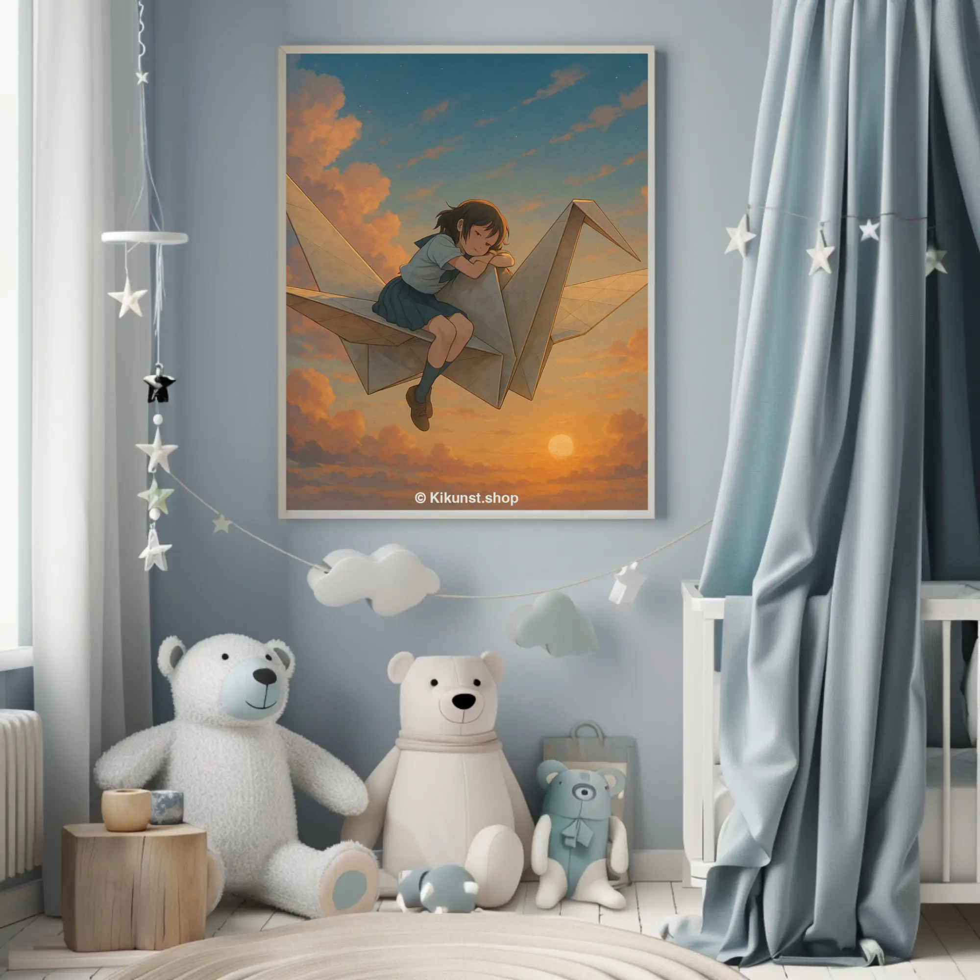 Fliegende Figur als Fine Art Print in heller, freundlicher Umgebung
