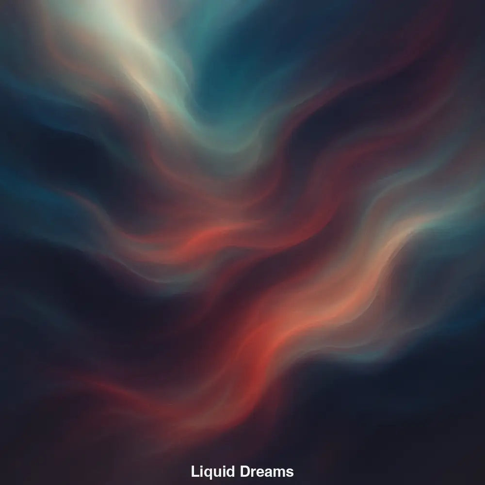 Abstrakte AI Art mit fließenden roten und blauen Farbwellen – modern, dynamisch, meditativ