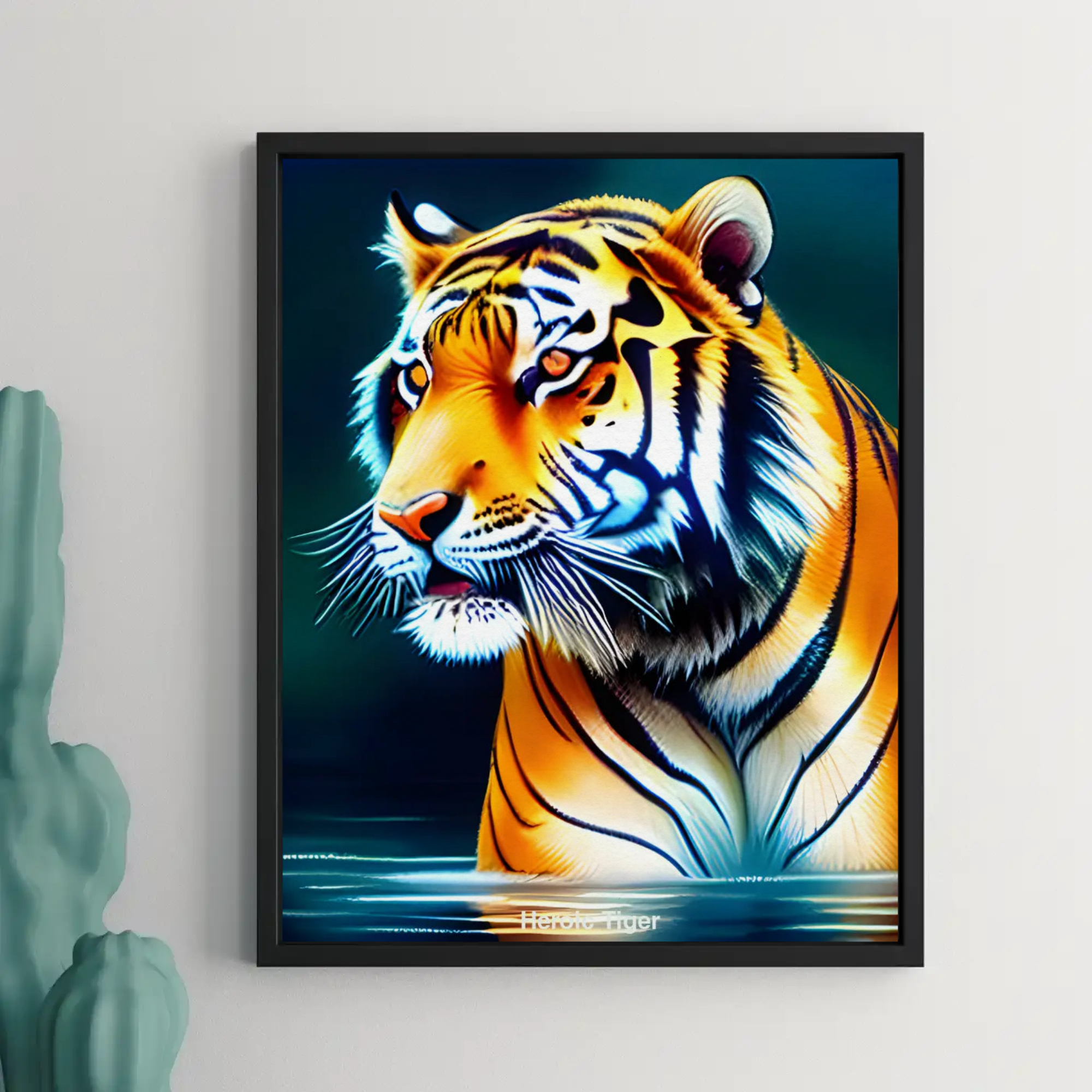 Tigerporträt mit intensiven Farben und ruhigem Ausdruck
