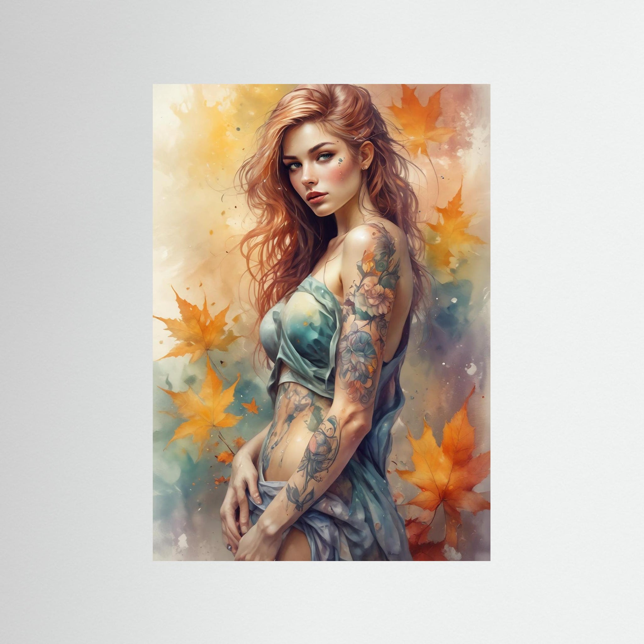 Ink & Leaves – AI Art (Print)
