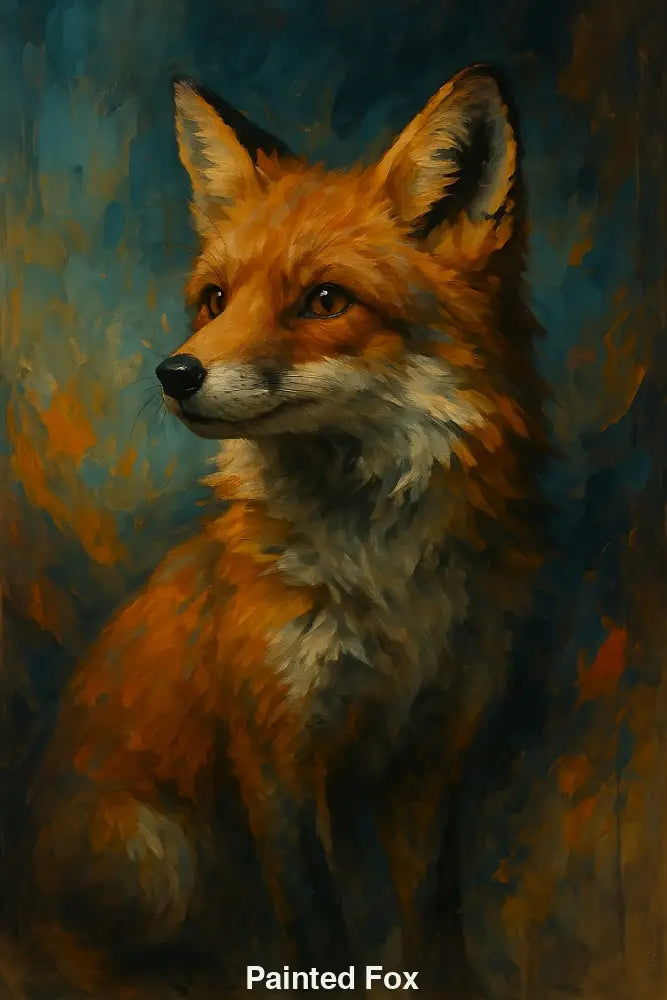 Digitales Gemälde eines stilisierten Fuchsporträts in warmen Farben