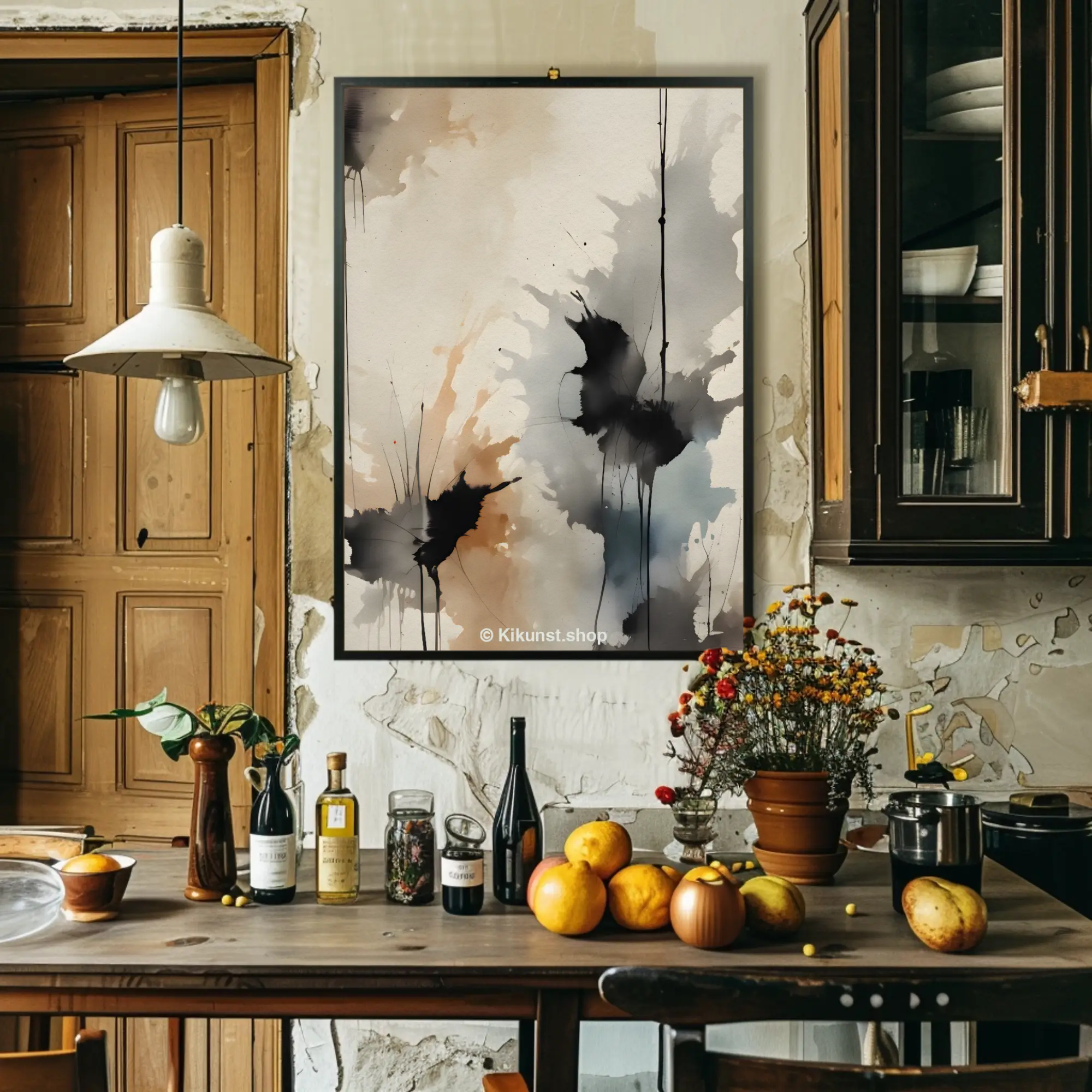 Minimalistisches Wandbild mit weichen Farben in moderner Einrichtung