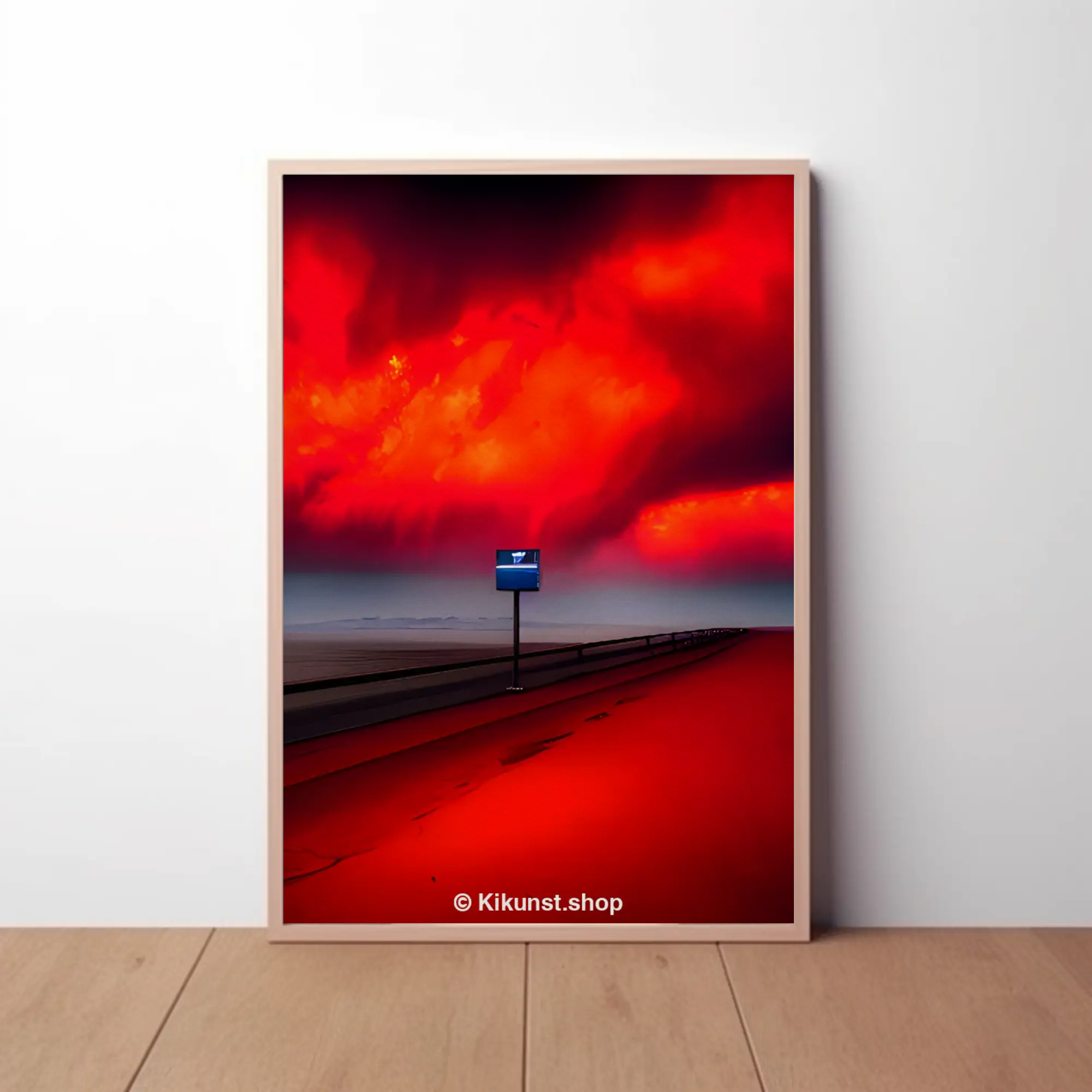 Rotes Landschaftsmotiv als Fine Art Print in modernem Rahmen
