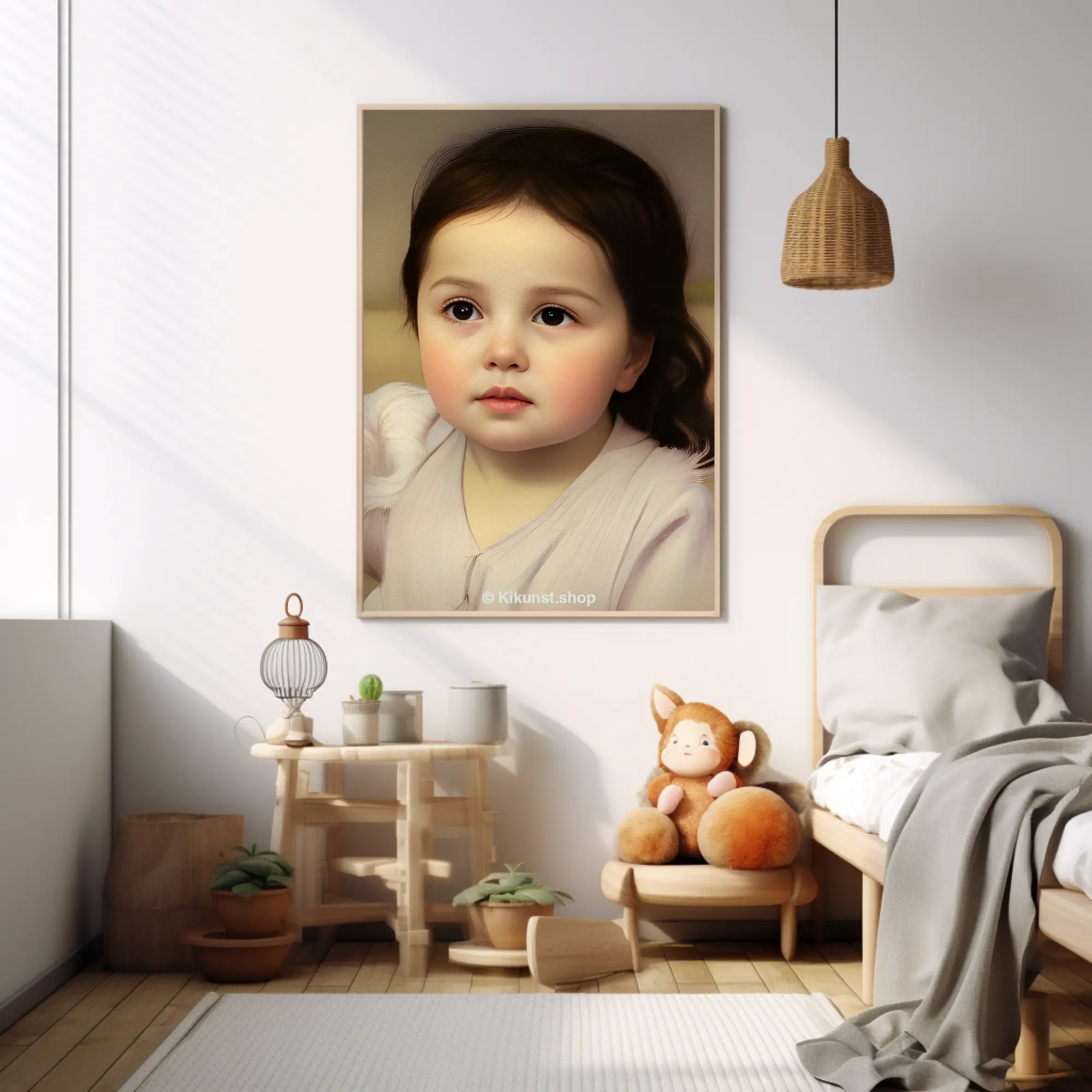 kinderporträt mit weichem licht in beige und warmen farbtönen