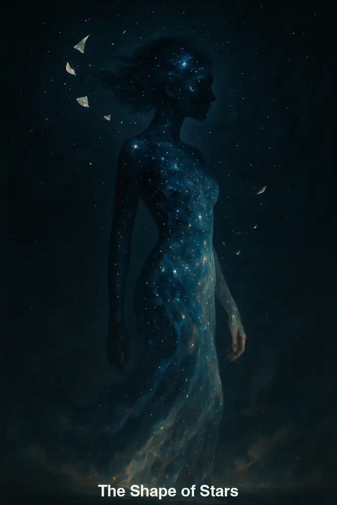 Frau aus Sternen und Galaxien – ein poetisches Porträt aus kosmischem Licht.