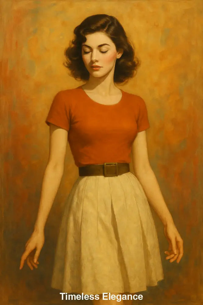 Digitales Porträt einer Frau im Retro-Stil vor warmem Hintergrund