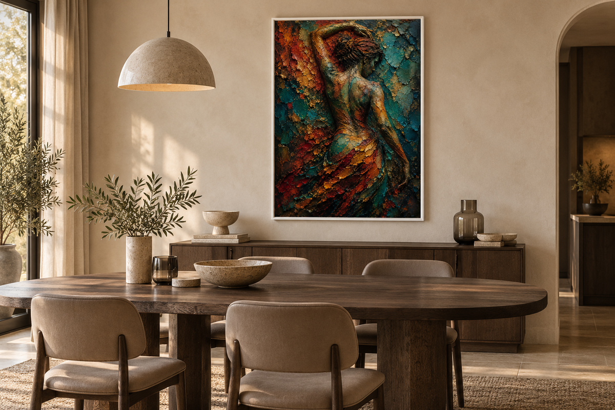 KiKunst Wandbild in einem eingerichteten Wohnraum