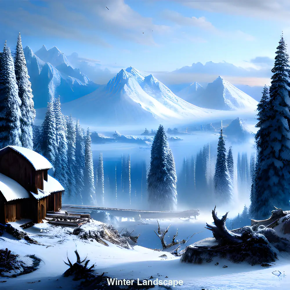 Einzigartige, KI-generierte Winterlandschaft mit Schnee und Struktur – digital erschaffen, ästhetisch und technisch innovativ