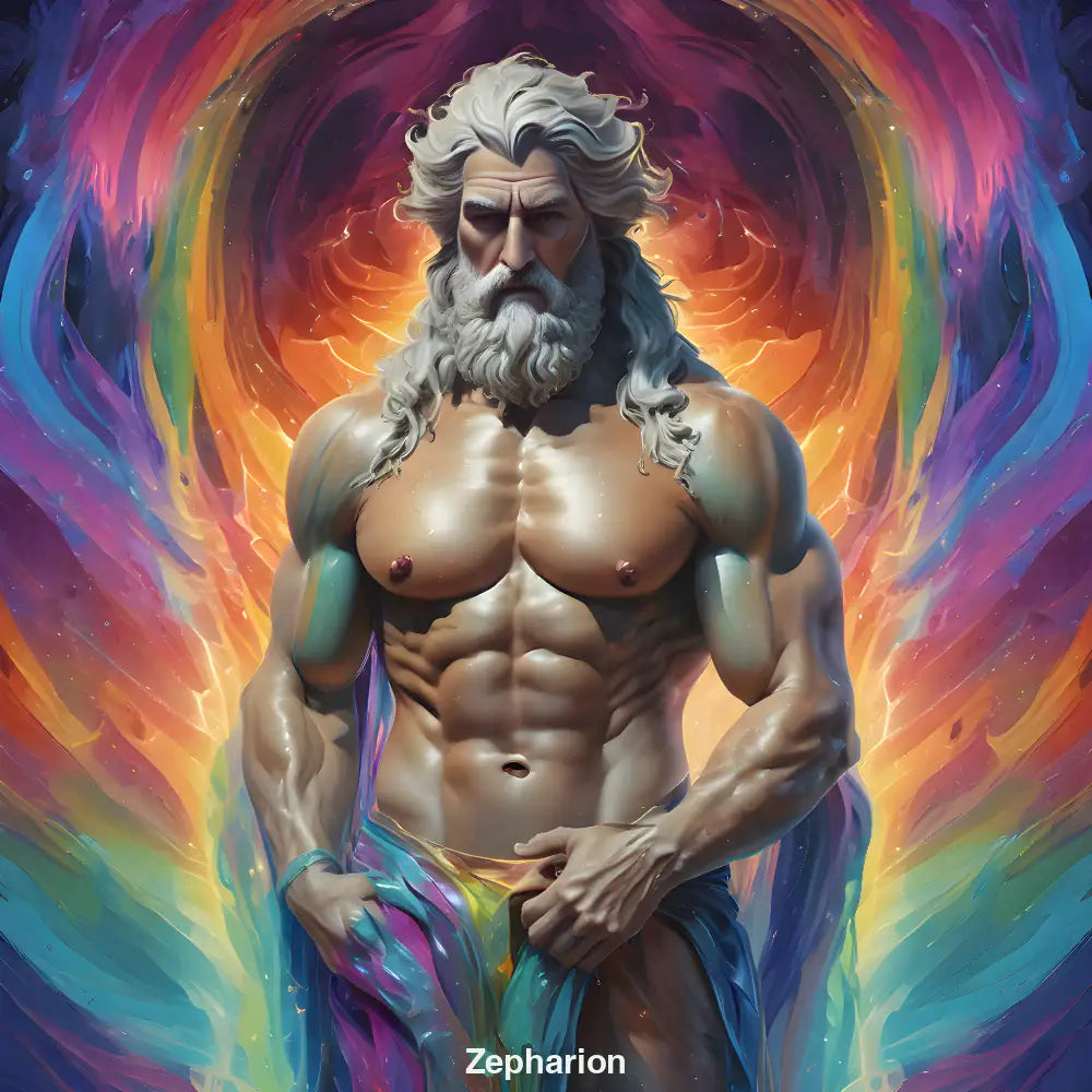 Majestätische KI-Figur mit weißem Haar in leuchtender Aura aus Licht und Energie – Symbol für Macht, Zeit und kosmische Transformation