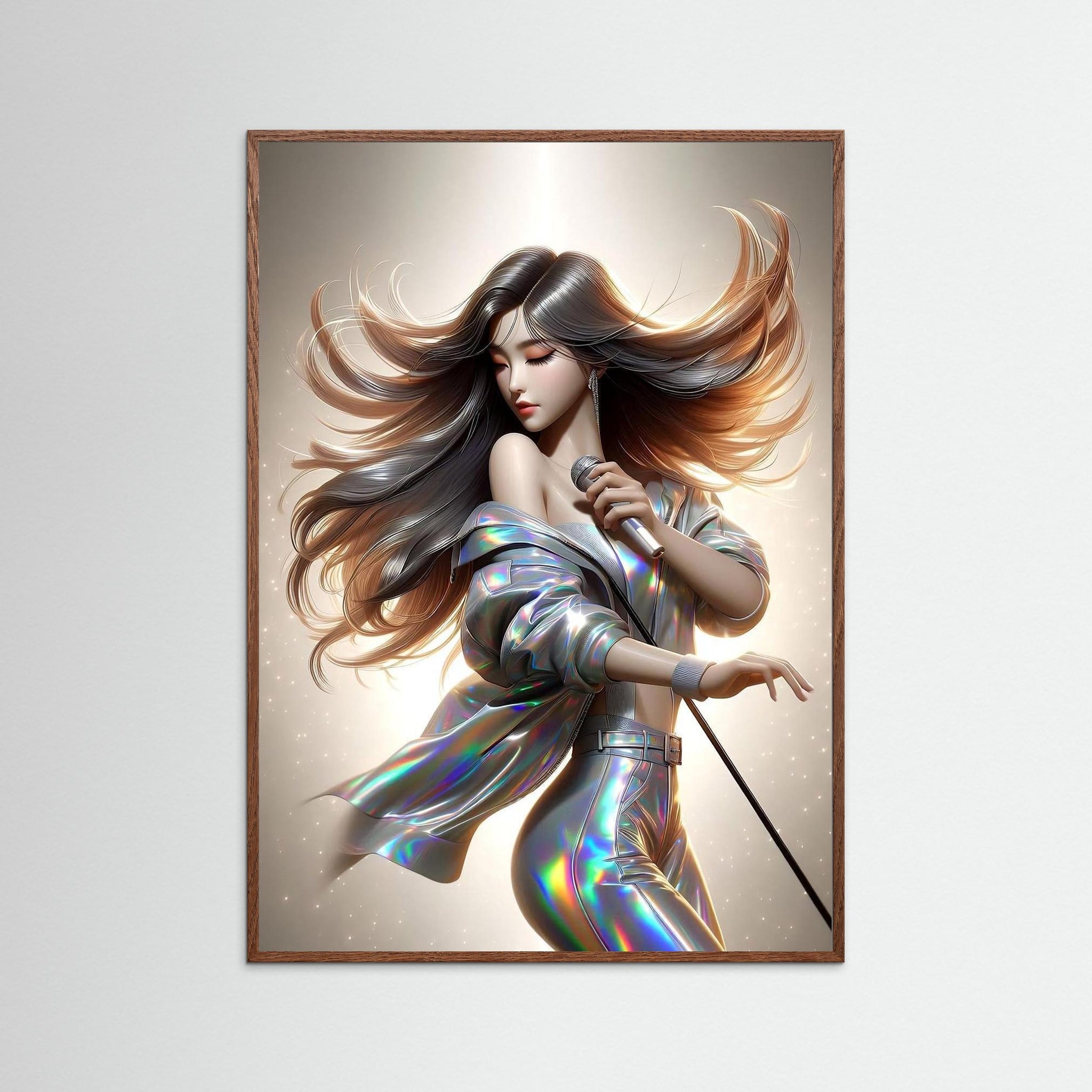 Afterlight Diva als Kunstmotiv mit Echtholzrahmen in Eiche Dunkel