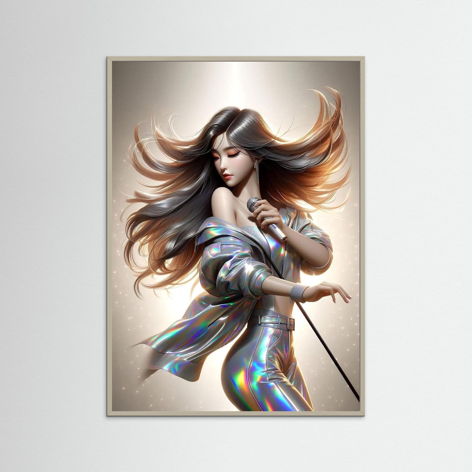 Afterlight Diva als Kunstwerk mit grauem Echtholzrahmen