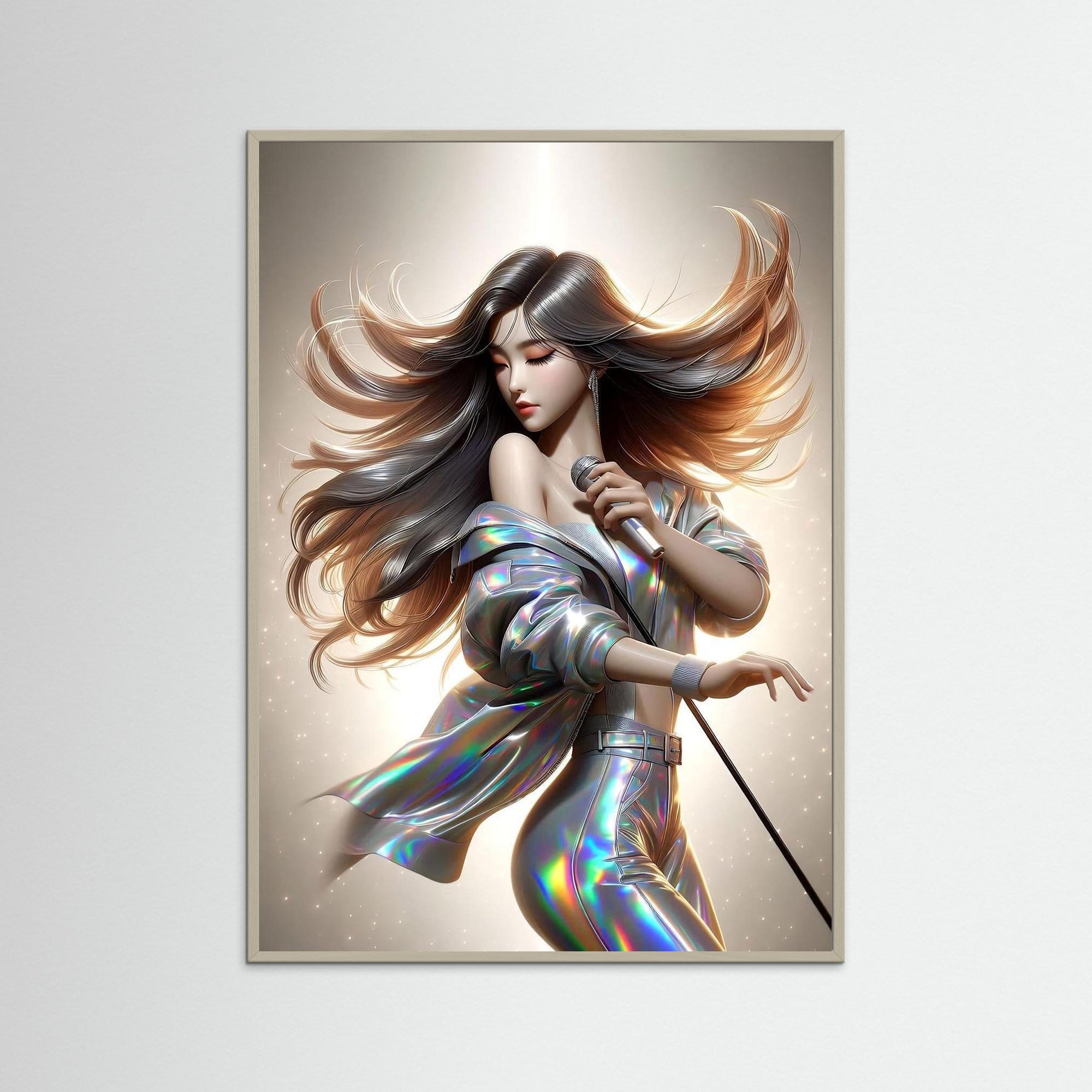 Afterlight Diva als Kunstwerk mit grauem Echtholzrahmen