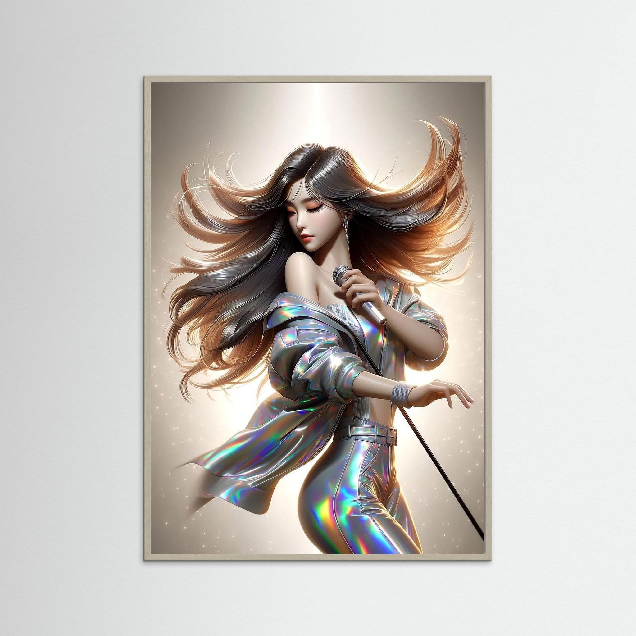 Afterlight Diva als Kunstwerk mit grauem Echtholzrahmen
