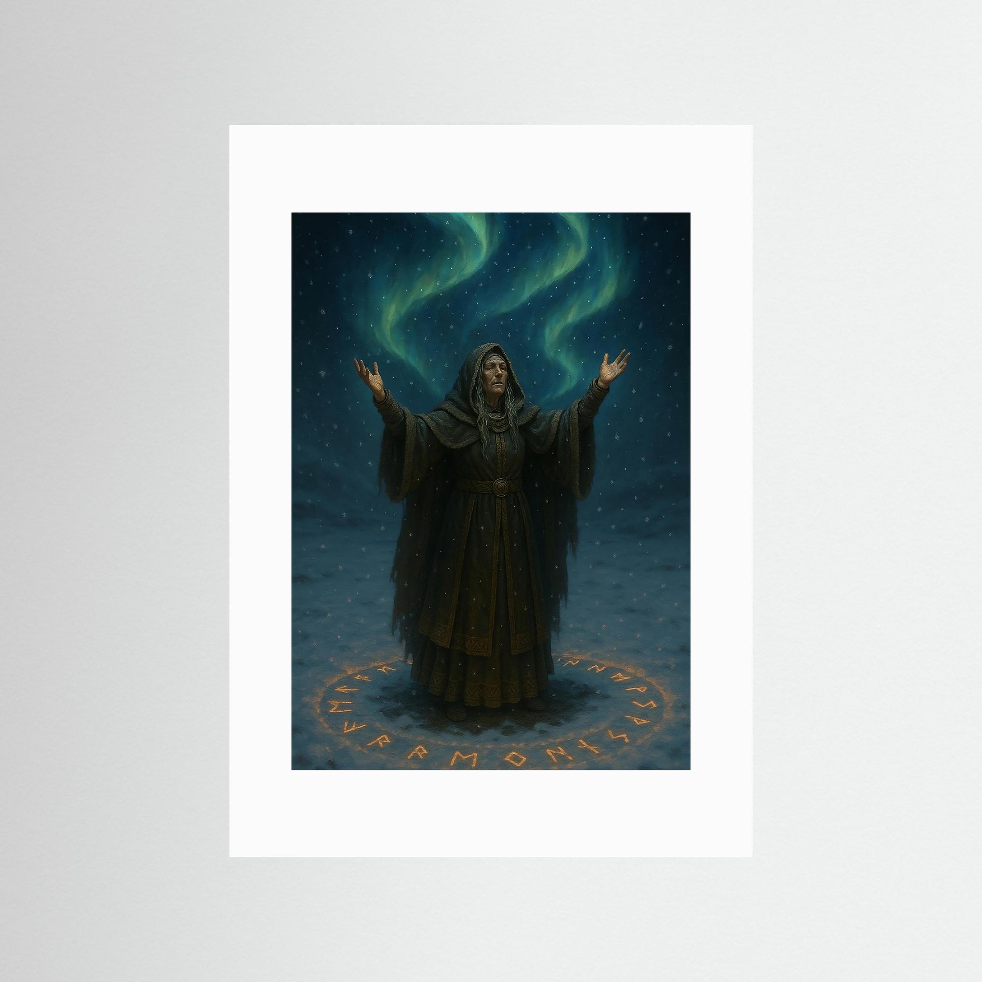 Aurora Ritual Fine Art Print mit weißem Passepartout in rahmenloser Ausführung