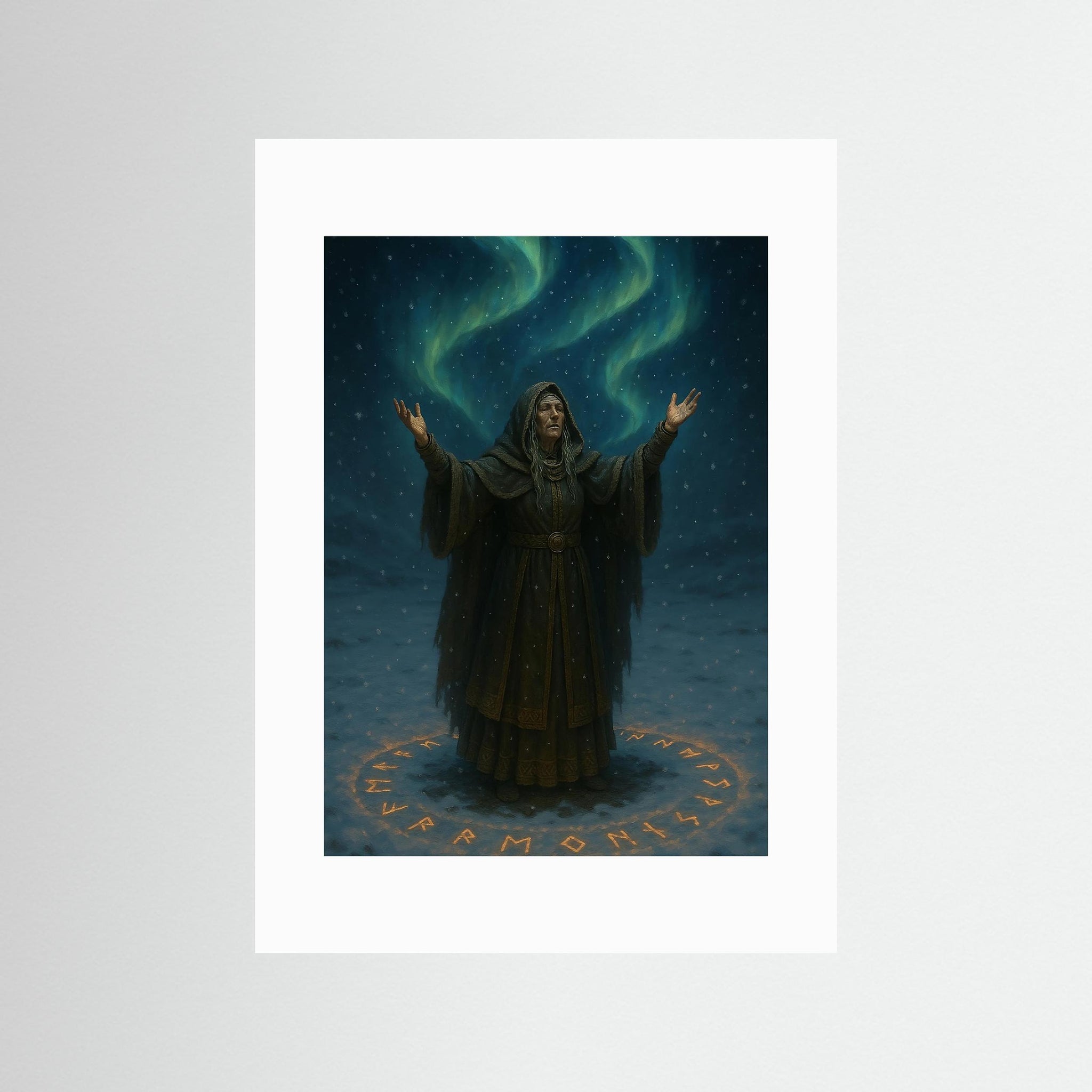Aurora Ritual Fine Art Print mit weißem Passepartout in rahmenloser Ausführung