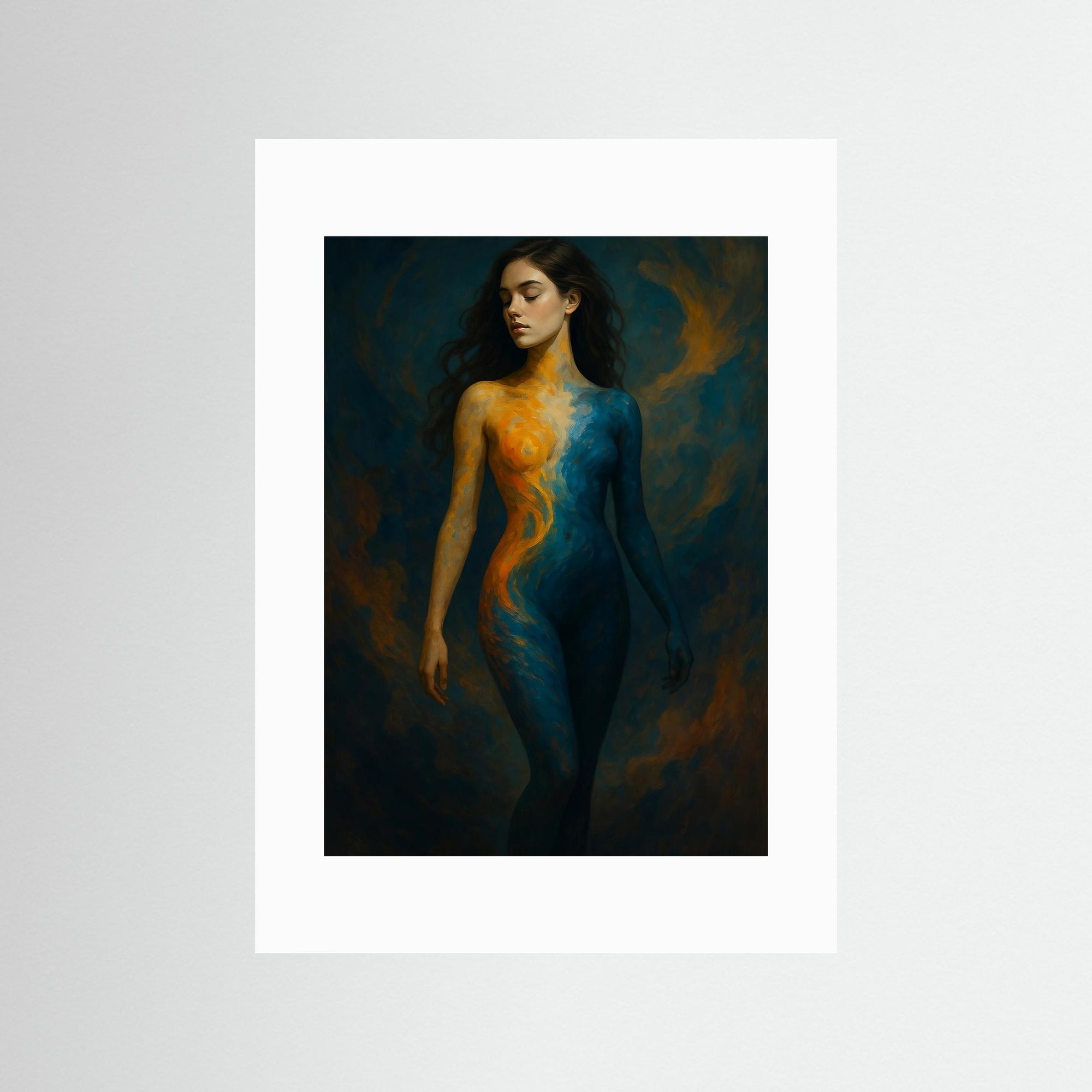 Balance of Fire and Flow Fine Art Print mit weißem Passepartout in rahmenloser Ausführung