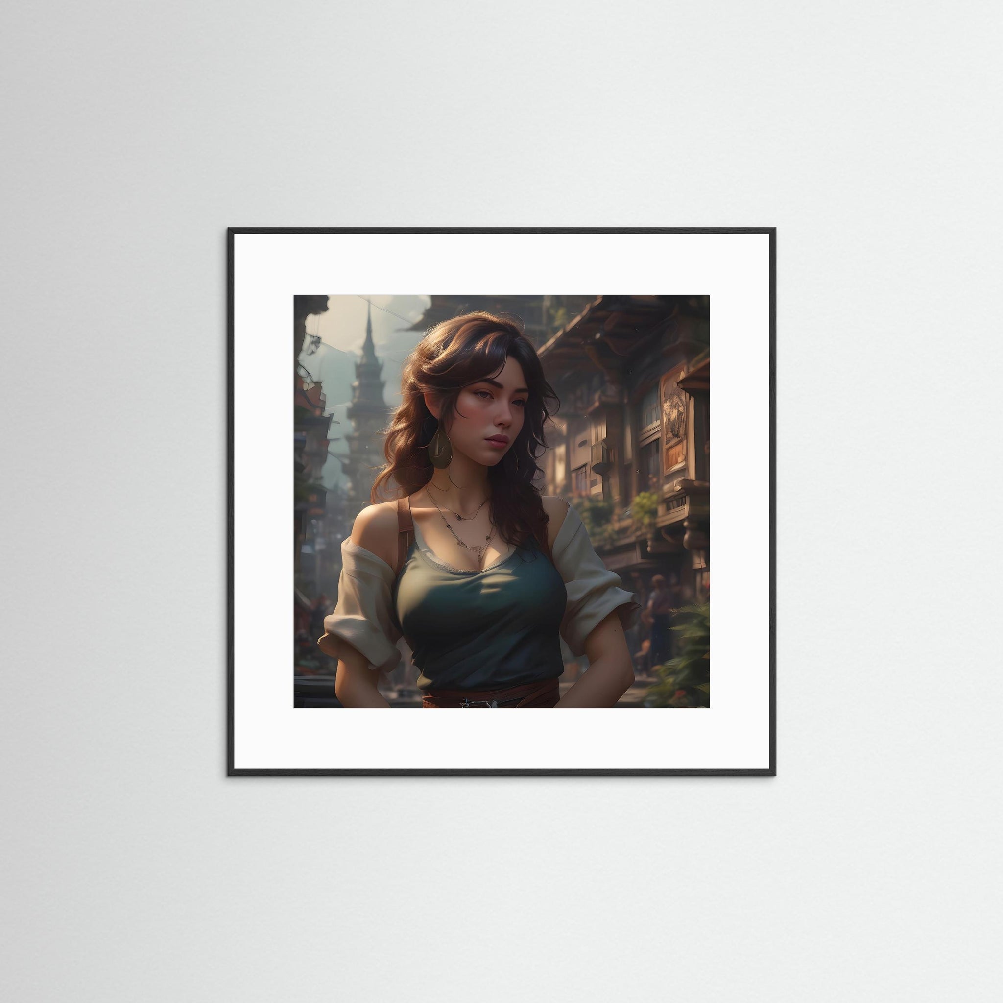 Beautiful Elf Fine Art Print mit schwarzem Echtholzrahmen und weißem Passepartout