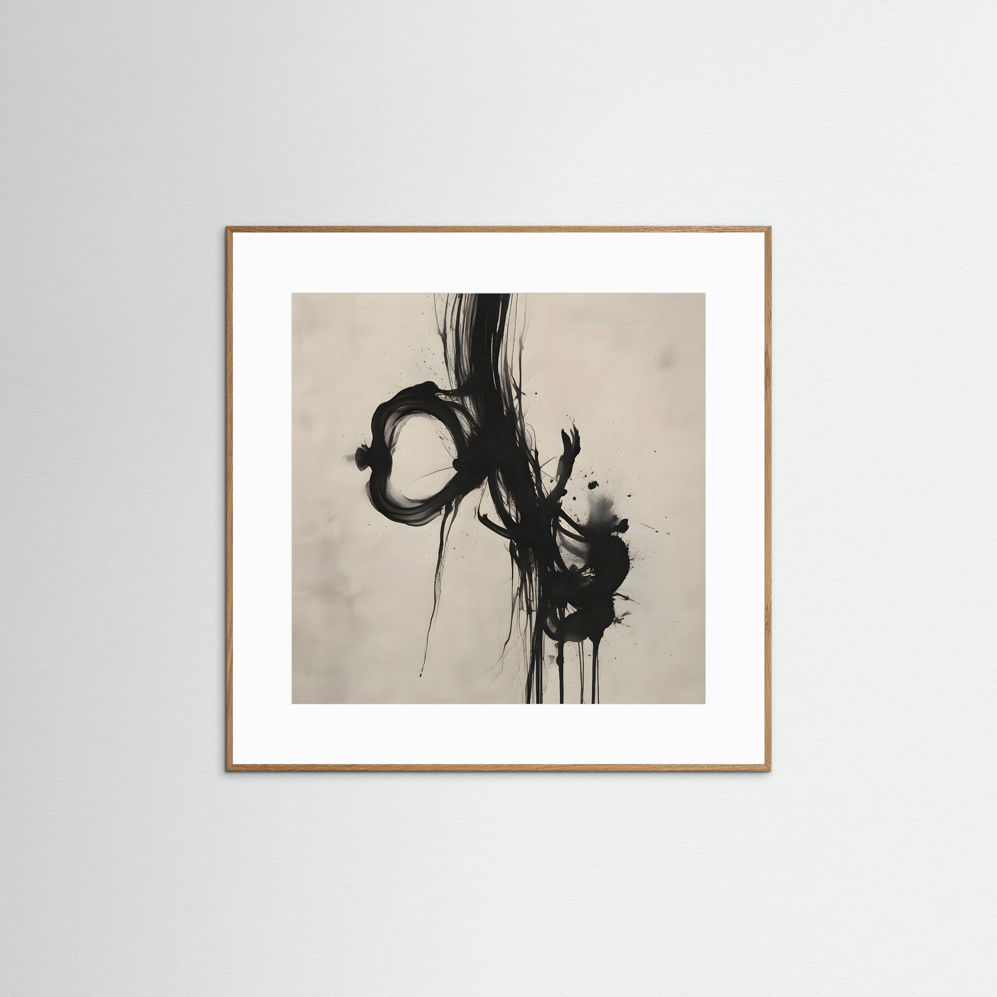Between Lines Fine Art Print mit Echtholzrahmen in Eiche Natur und weißem Passepartout