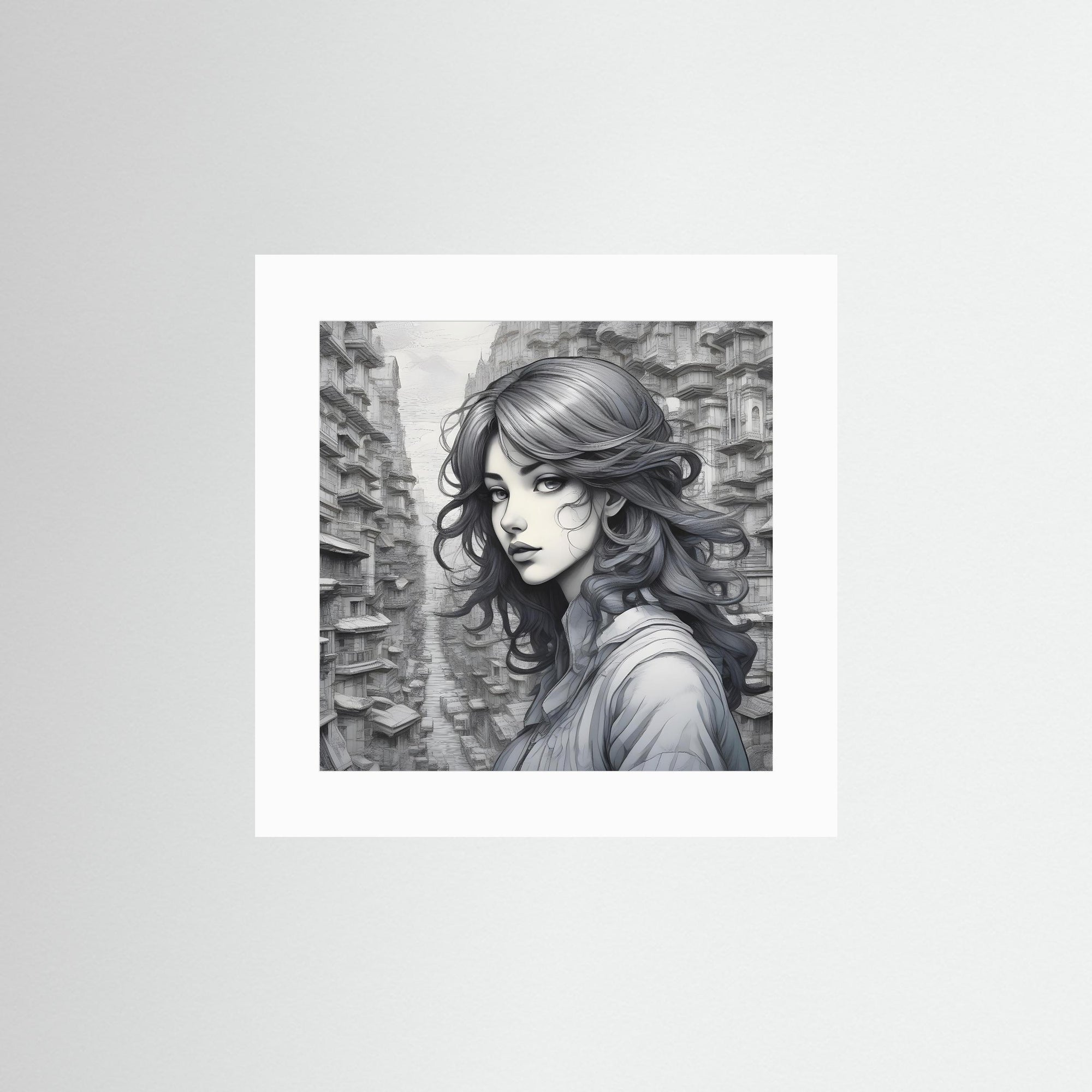 Black and White Portrait Fine Art Print mit weißem Passepartout in rahmenloser Ausführung