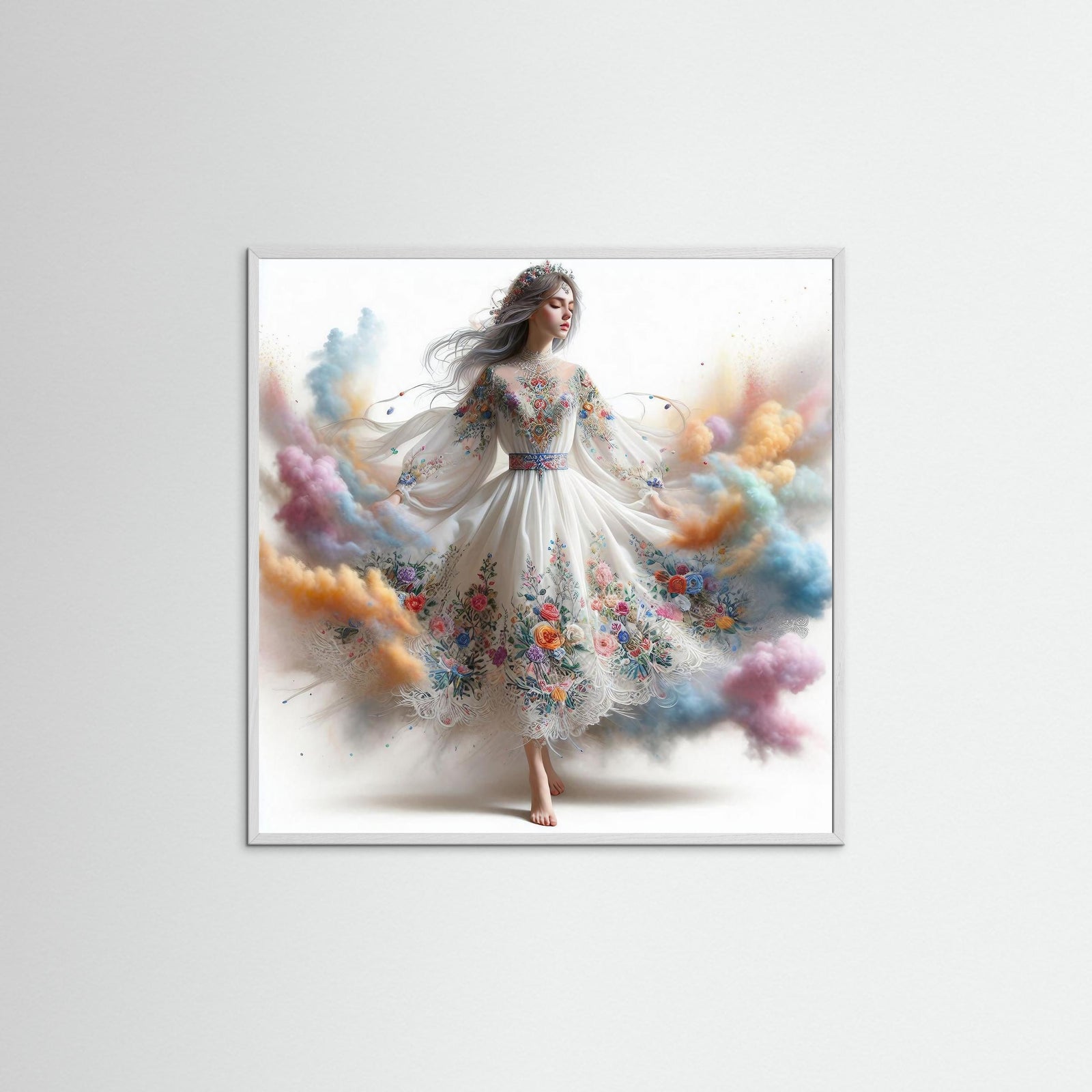 Blooming Dreams Fine Art Print mit weißem Echtholzrahmen