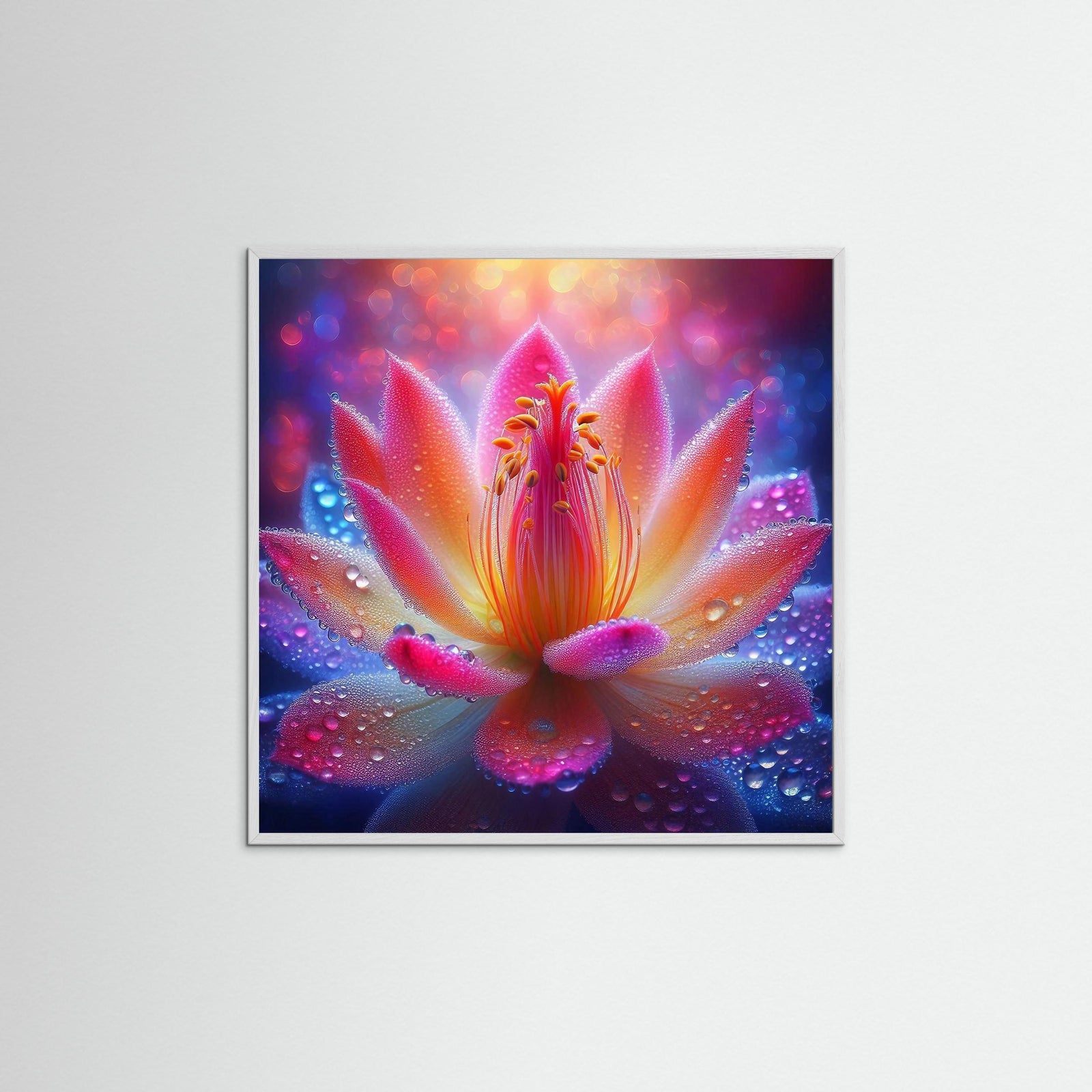 Blooming Radiance Fine Art Print mit weißem Echtholzrahmen