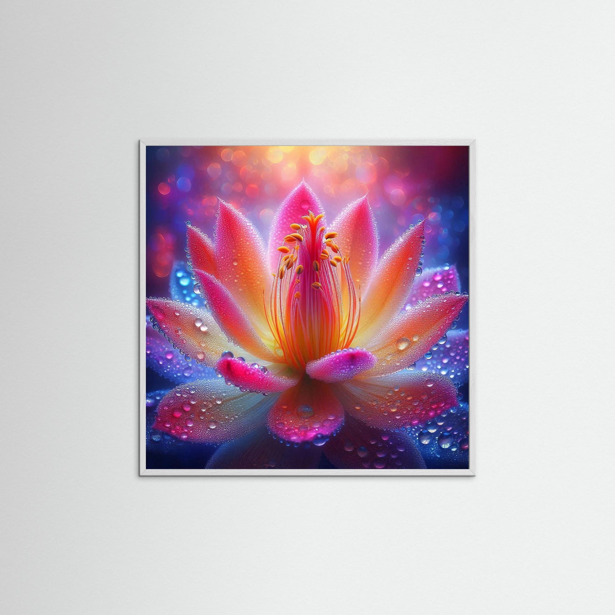 Blooming Radiance Fine Art Print mit weißem Echtholzrahmen