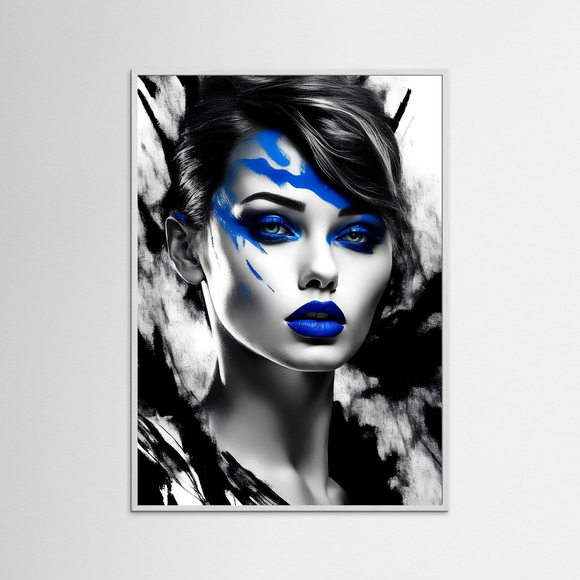 Blue Static als Kunstdruck mit weißem Echtholzrahmen