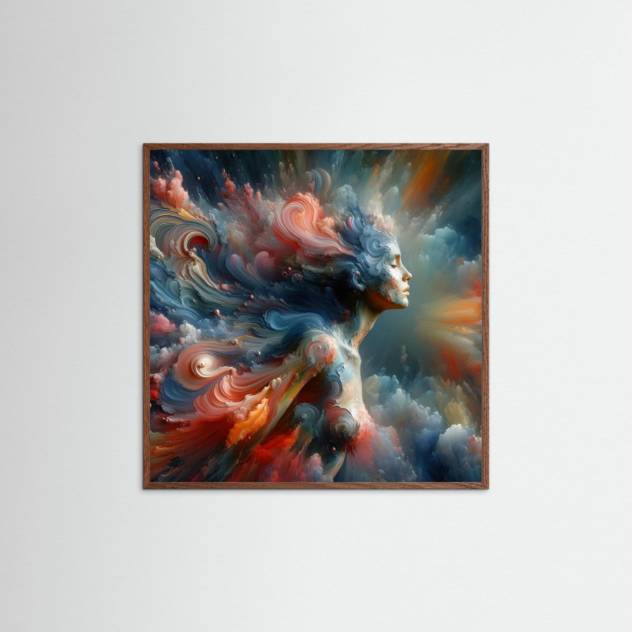 Breath of Creation Fine Art Print mit Echtholzrahmen in Dunkler Eiche