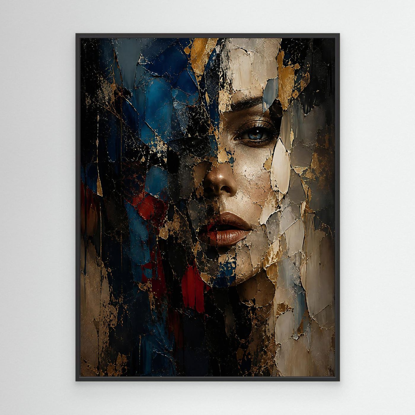 Broken Illusion als Wandbild auf Leinwand mit Schwarzem Rahmen.