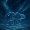 sternenbär in einer eislandschaft bei nacht – ki kunst mit galaxieeffekt