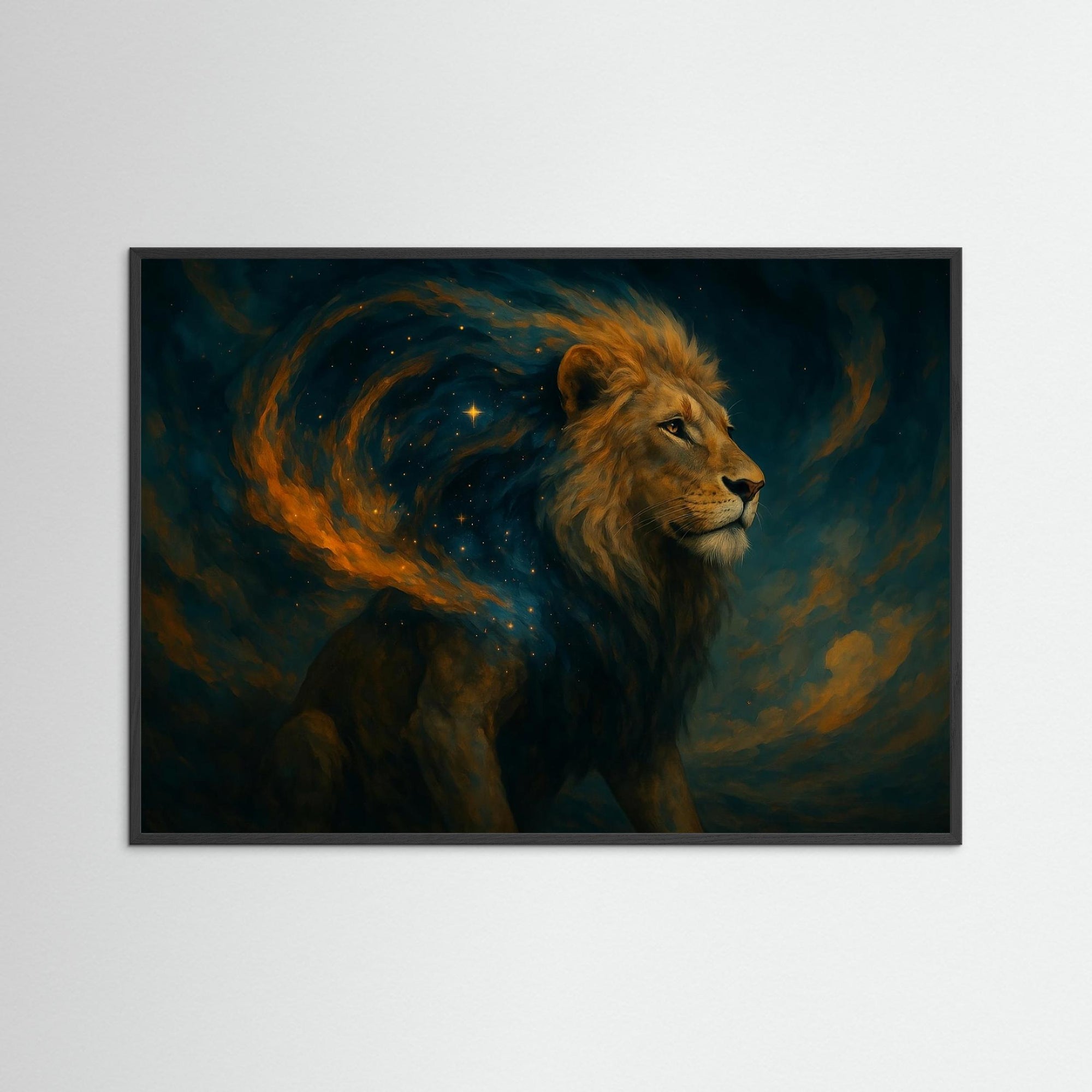 Celestial Roar als Kunstwerk mit schwarzem Echtholzrahmen