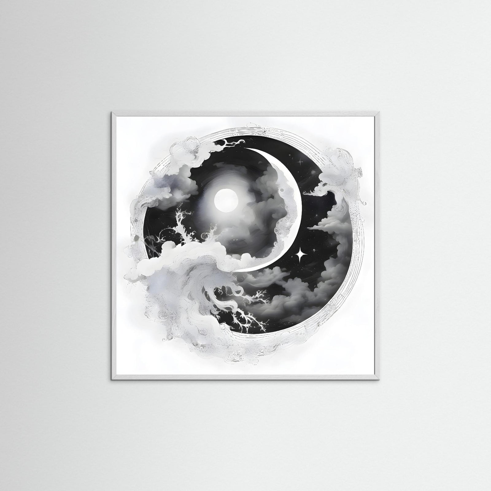 Circle of Elements als Wandbild mit weißem Echtholzrahmen