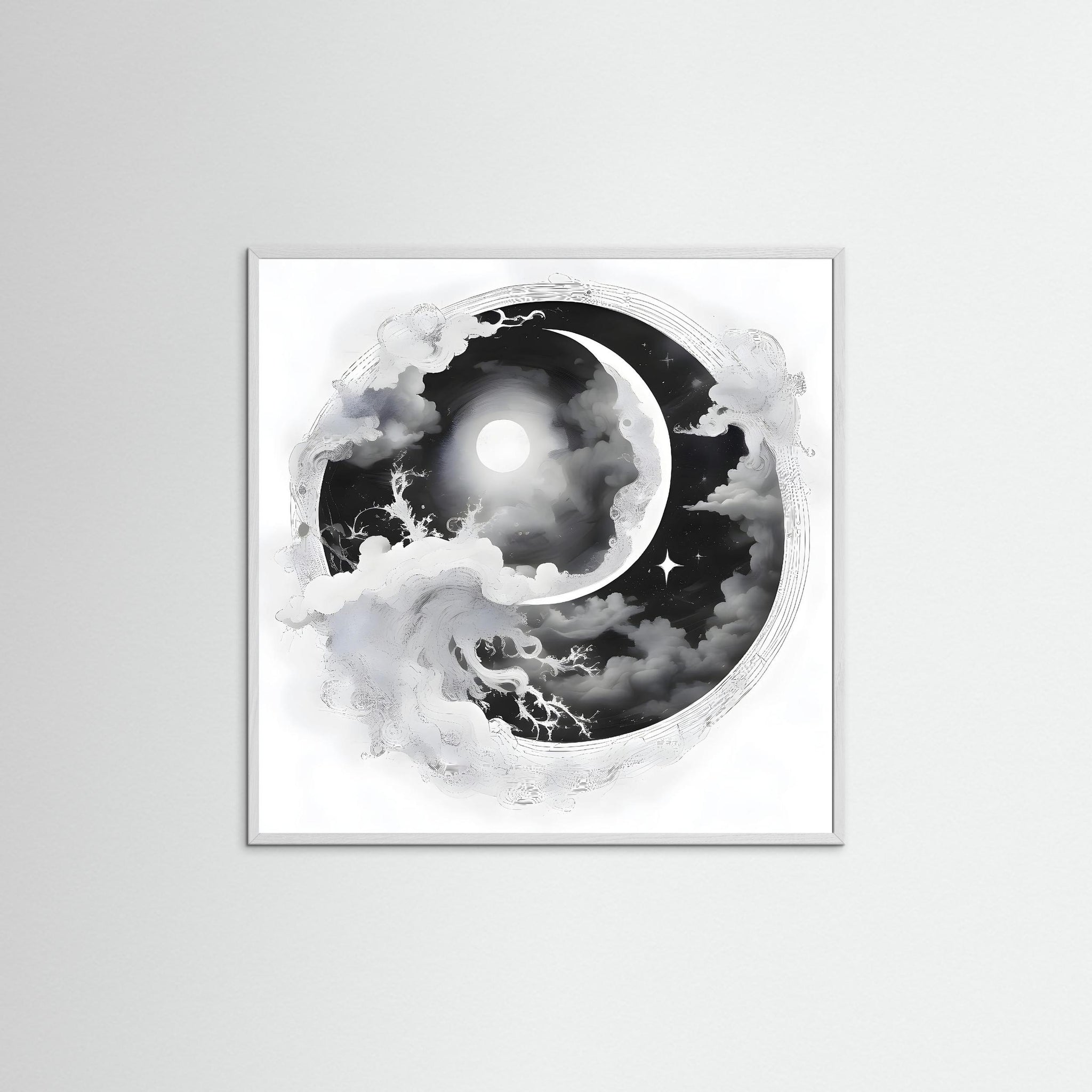 Circle of Elements als Wandbild mit weißem Echtholzrahmen