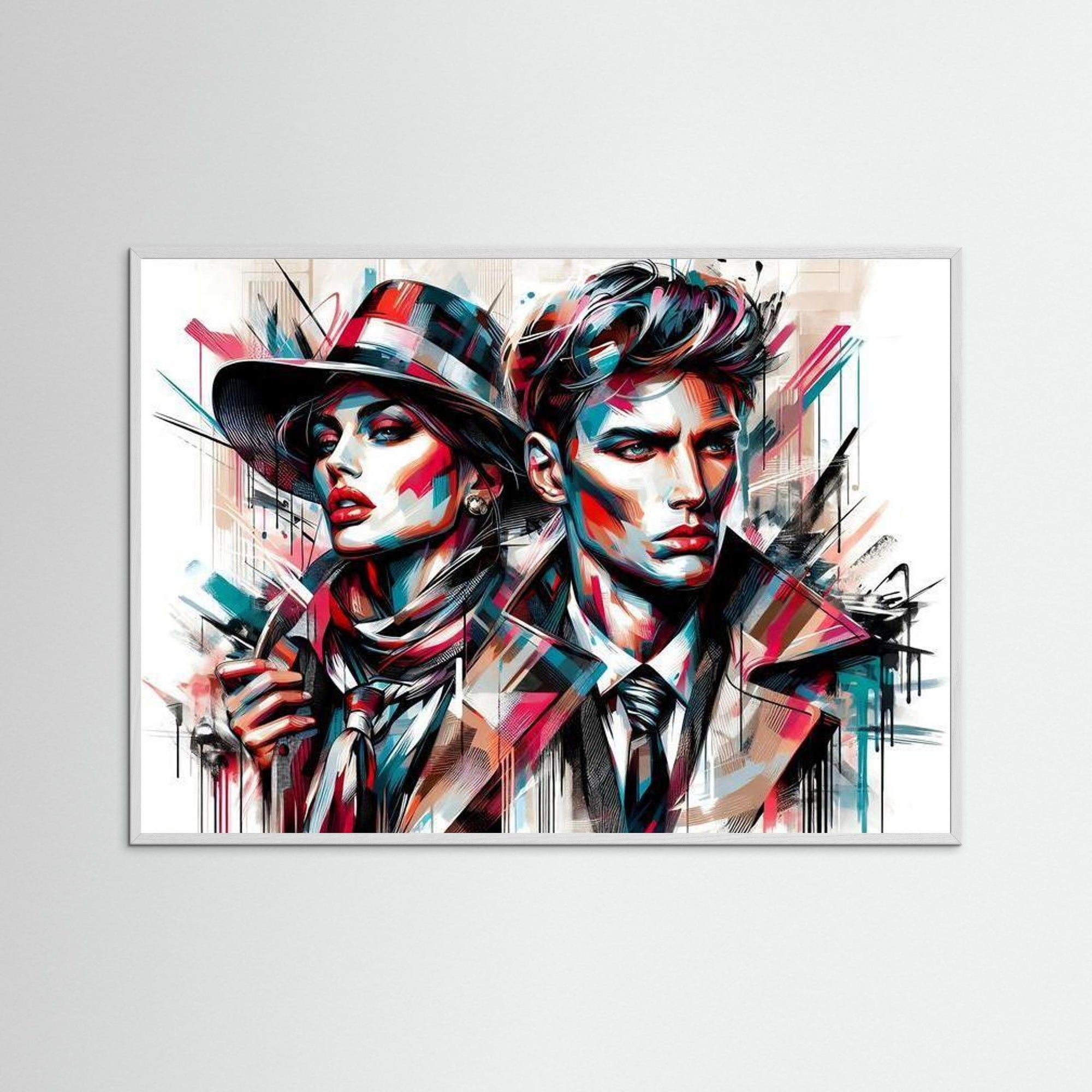 City Pulse Duo als Kunstmotiv mit weißem Echtholzrahmen