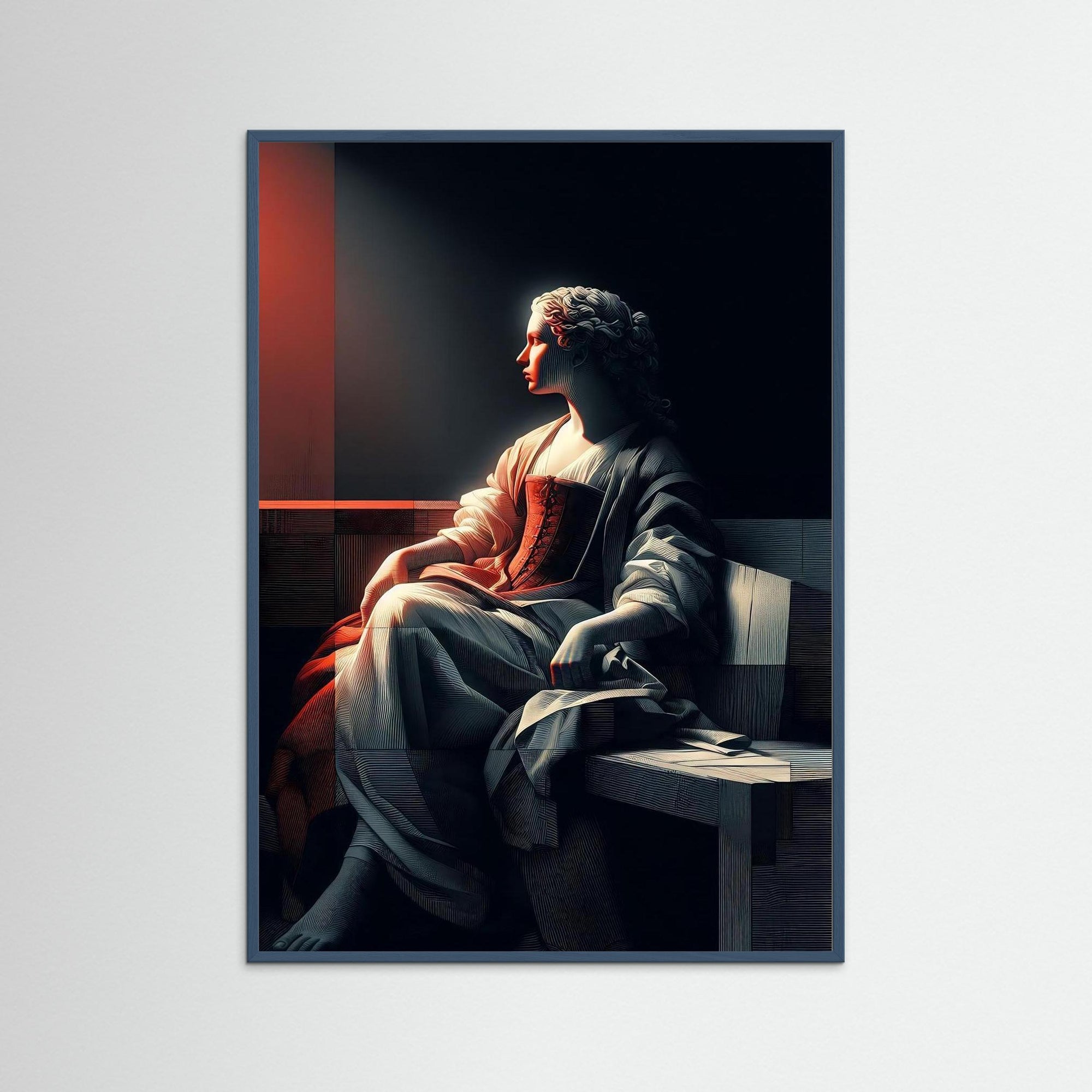 Classical Silence als Kunstmotiv mit Echtholzrahmen in Petrol