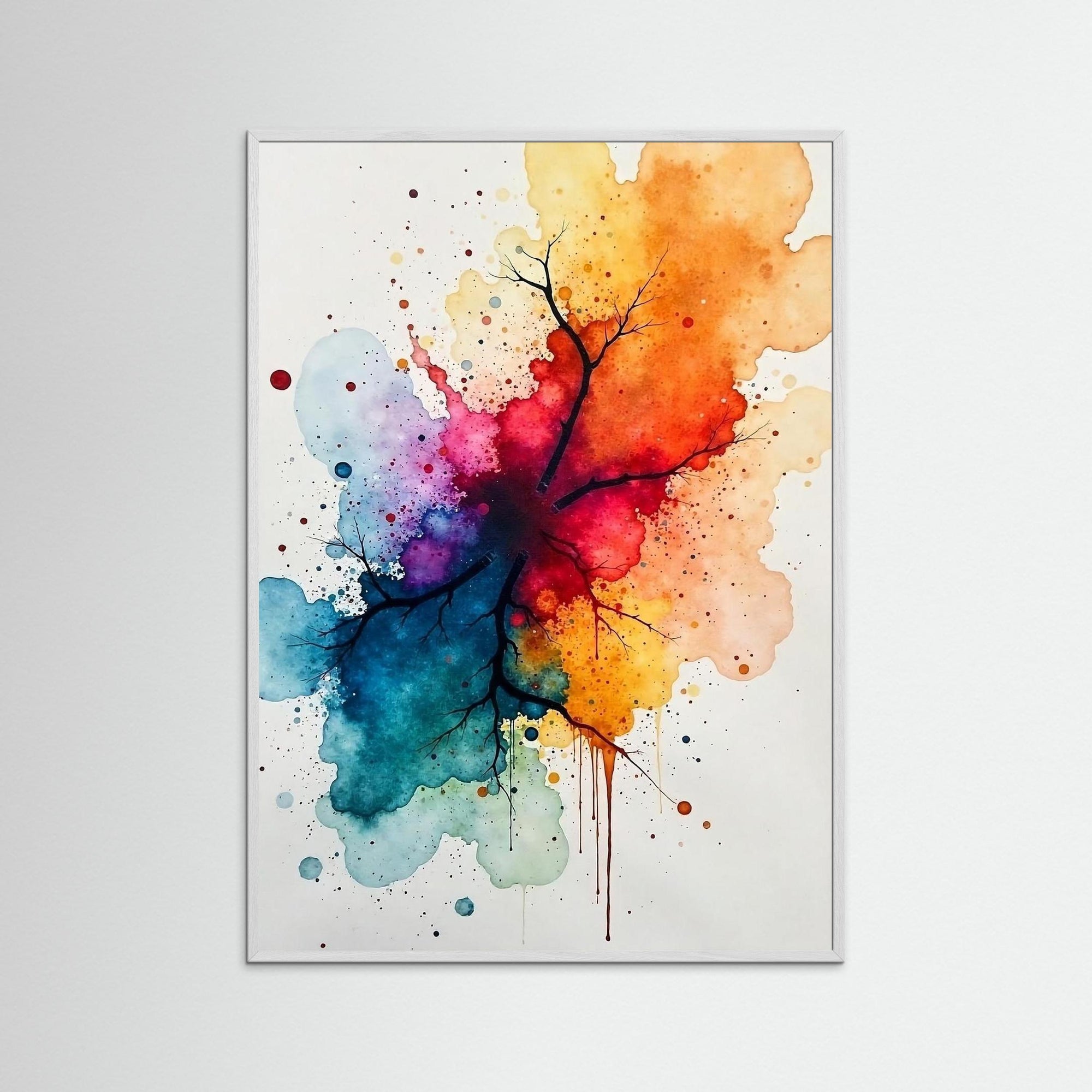 Color Bloom als gerahmtes Kunstmotiv mit weißem Echtholzrahmen