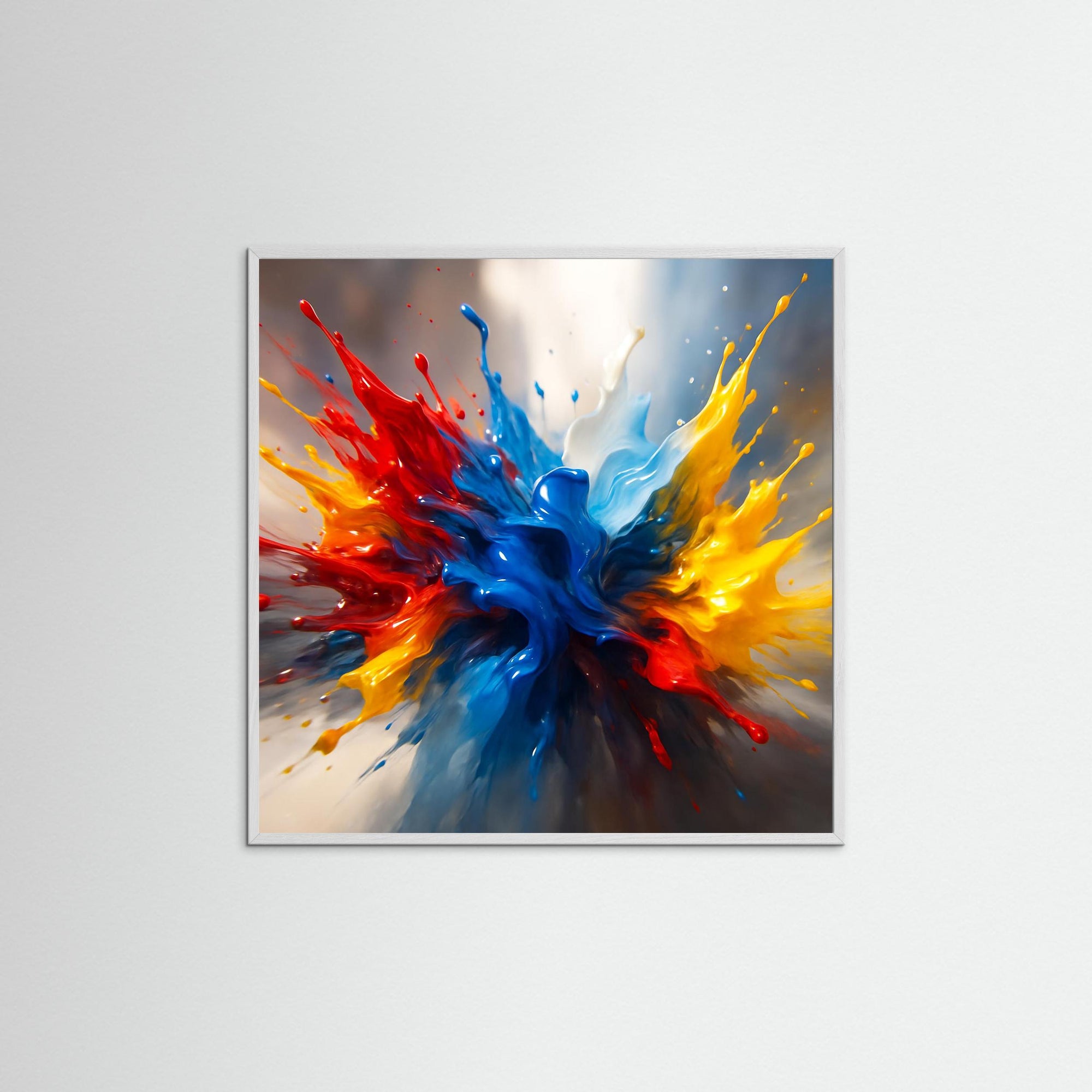 Color Burst als Kunstmotiv mit weißem Echtholzrahmen